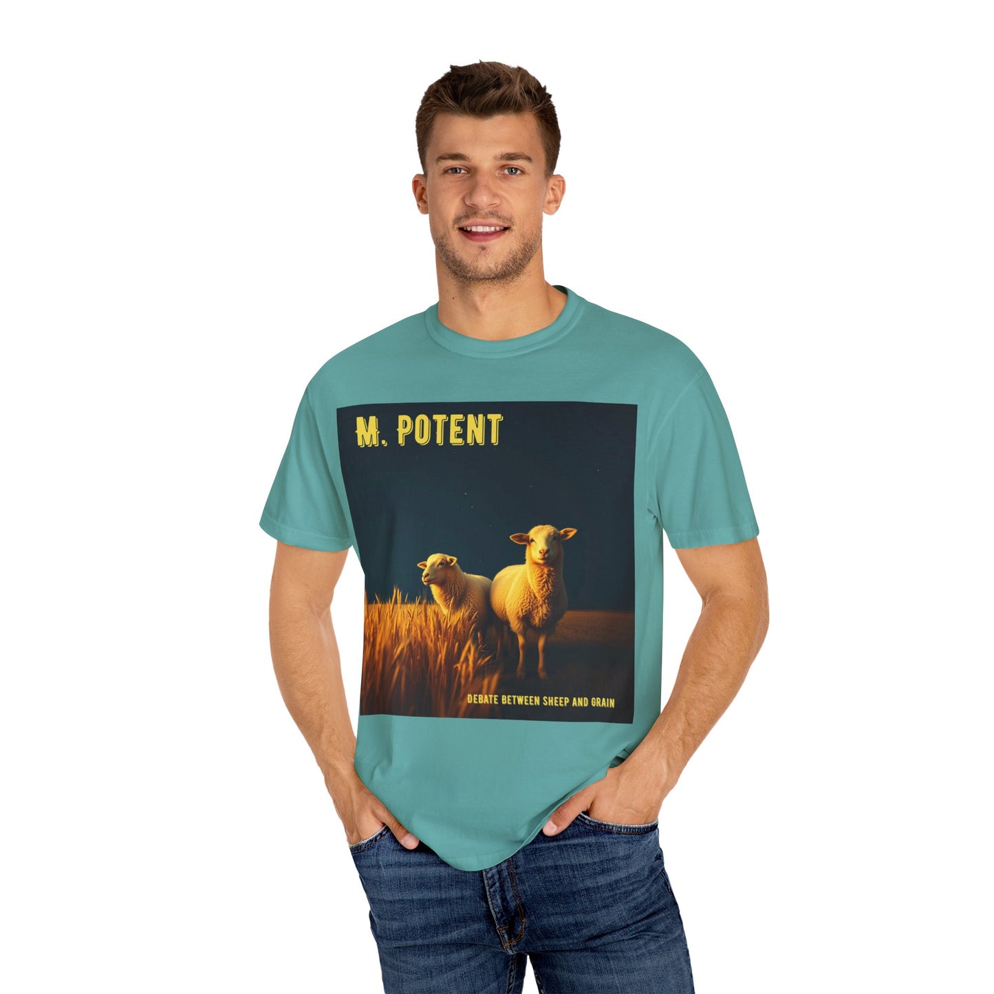 Debate Between Sheep and Grain by M. Potent, Sheep Graphic T-Shirt, Unisex Fashion Top, Farm Life Tee, Gift for Animal Lovers, Casual Everyday Wear