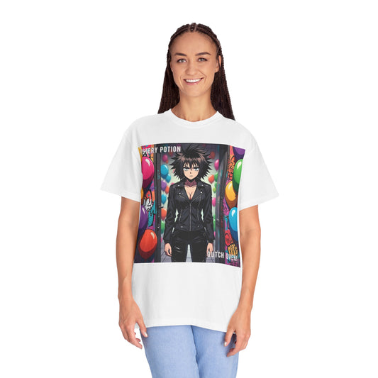 Mystery Potion's 'Dutch Oven', Whimsical Grabber Style Anime Graphic T-shirt featuring Bold Art, Anime Style Tee, Unisex Casual Wear, Gift for Friends, Trendy Statement Shirt