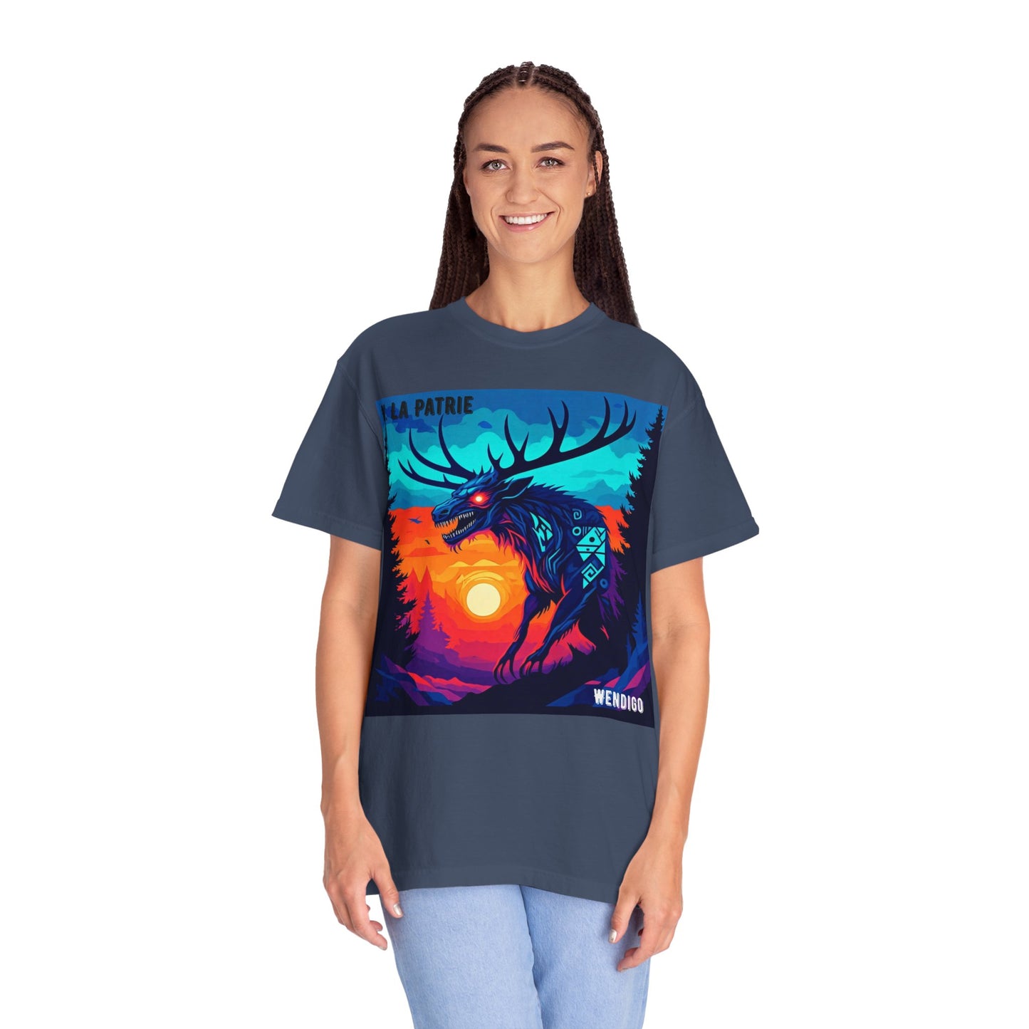 'Wendigo' par M. La Patrie, Vibrant First Nations Style Graphic T-Shirt, Unique Art Tee for Nature Lovers, Gift for Halloween, Cozy Casual Wear, Unisex Shirt