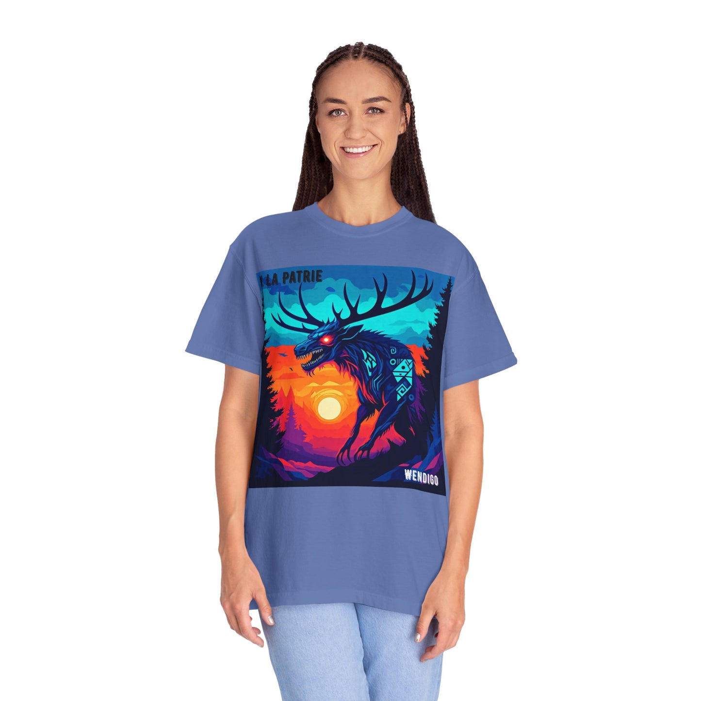 'Wendigo' par M. La Patrie, Vibrant First Nations Style Graphic T-Shirt, Unique Art Tee for Nature Lovers, Gift for Halloween, Cozy Casual Wear, Unisex Shirt