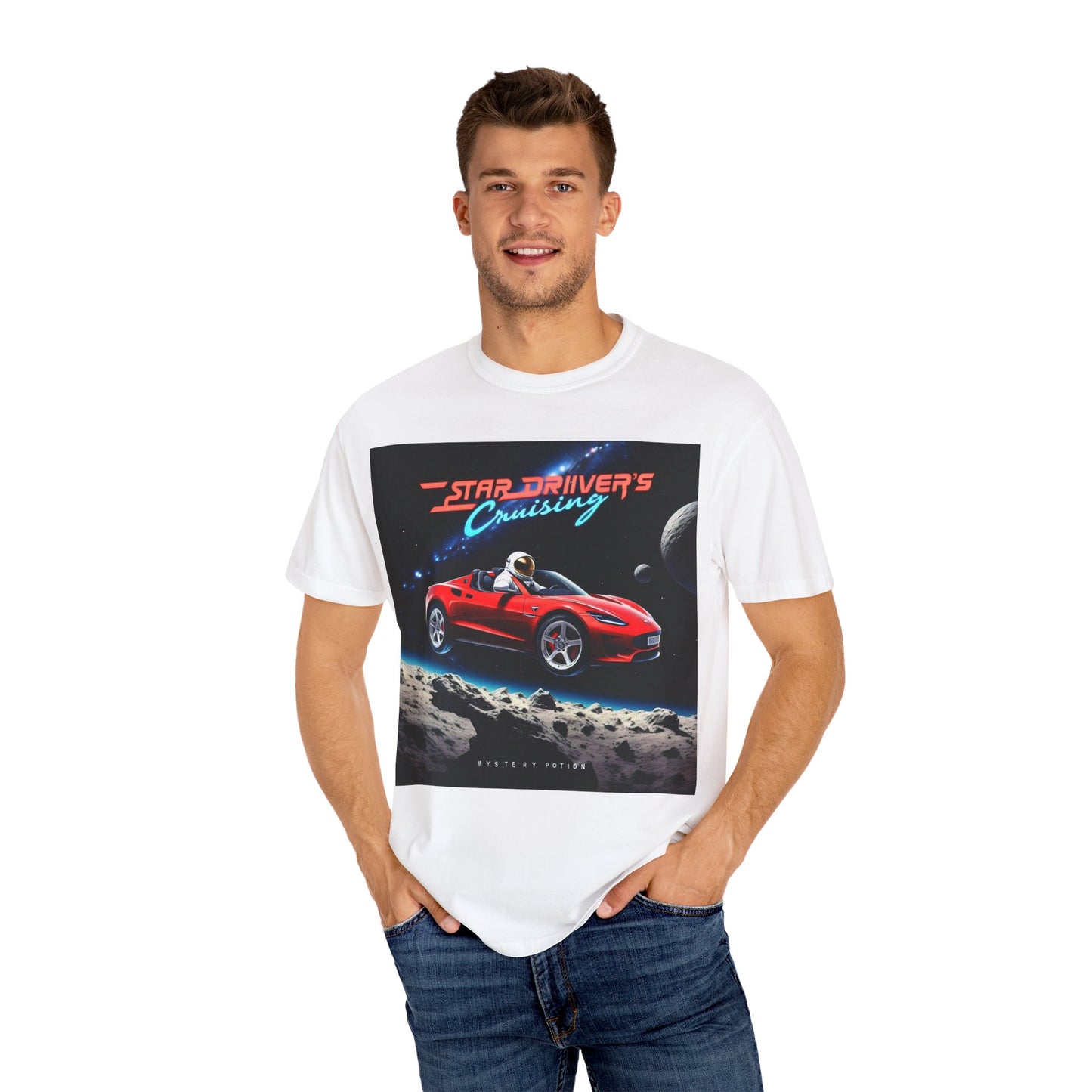 'Star Driver's Cruising' by Mystery Potion, Galaxy Adventure Unisex T-Shirt, Cool Space Tee, Star Driver's Cruise Shirt, Gift for Gamers, Casual Wear, Astronomy Lover