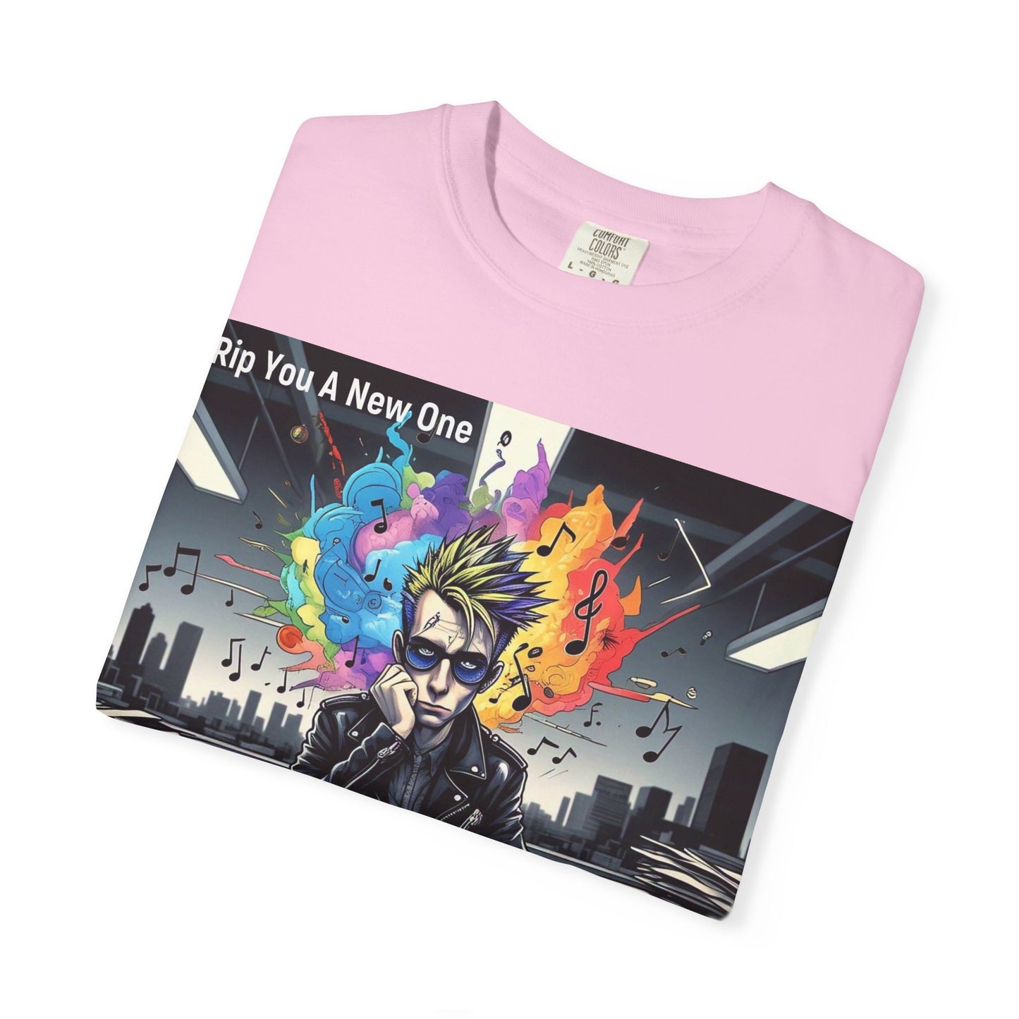 Colorful Creative T-Shirt - Rip You A New One Graphic Tee, Unisex Design for Artists, Music Lovers, Gift for Holidays, Casual Wear