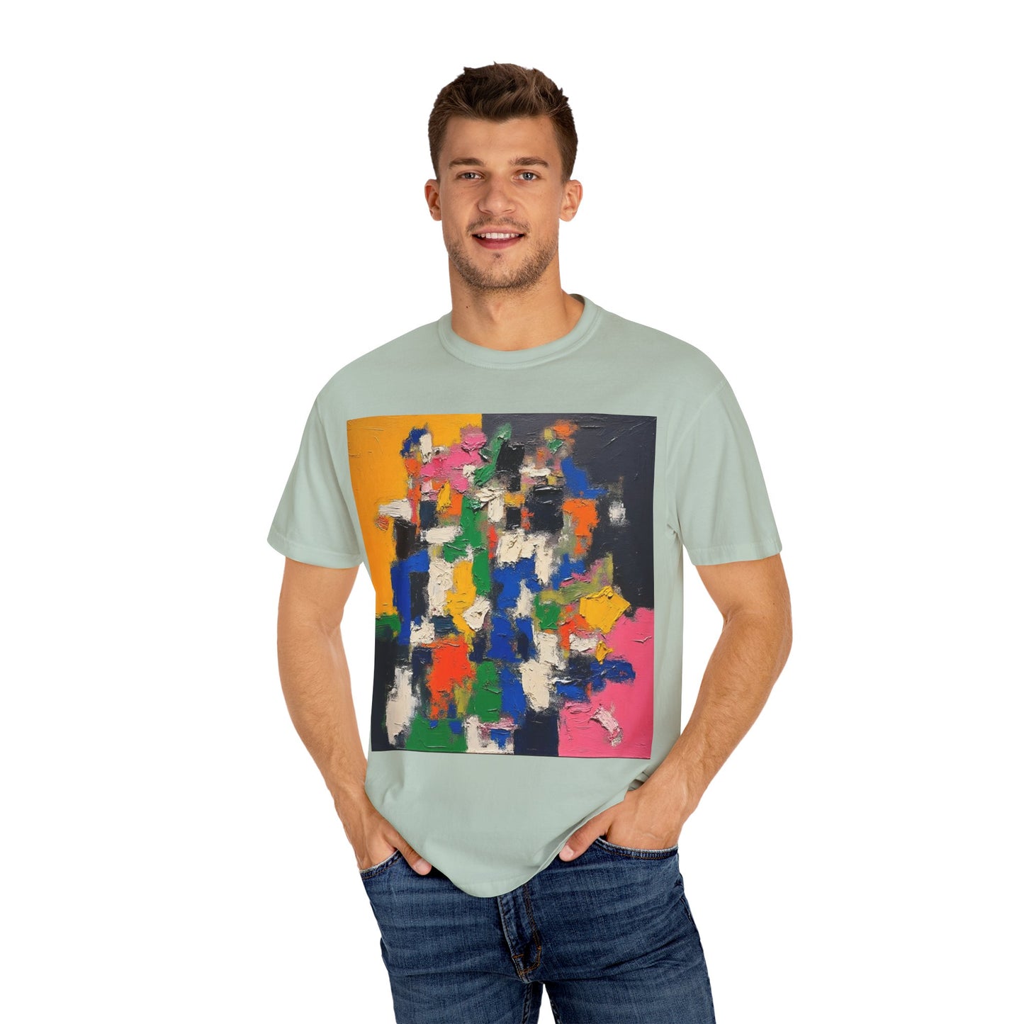 Vibrant Abstract Art Unisex T-Shirt, Colorful Graphic Tee, Casual Wear, Trendy Gift for Art Lovers, Perfect for Summer Festivals