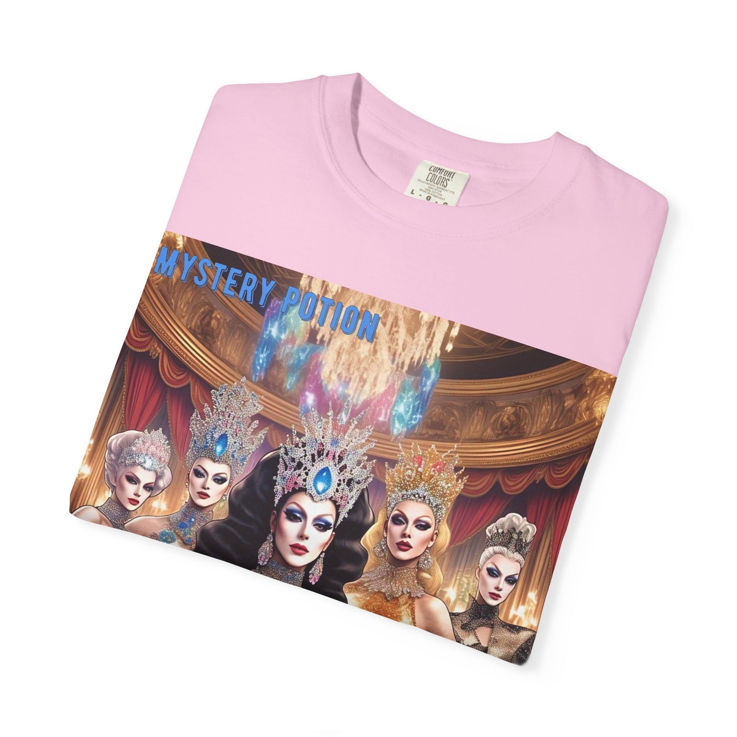 'We're all Queens' by Mystery Potion, Unisex Garment-Dyed T-Shirt, Fashion Apparel for Queens, Vintage-Inspired Tee, Unique Gift for Costume Events, Trendy [...]