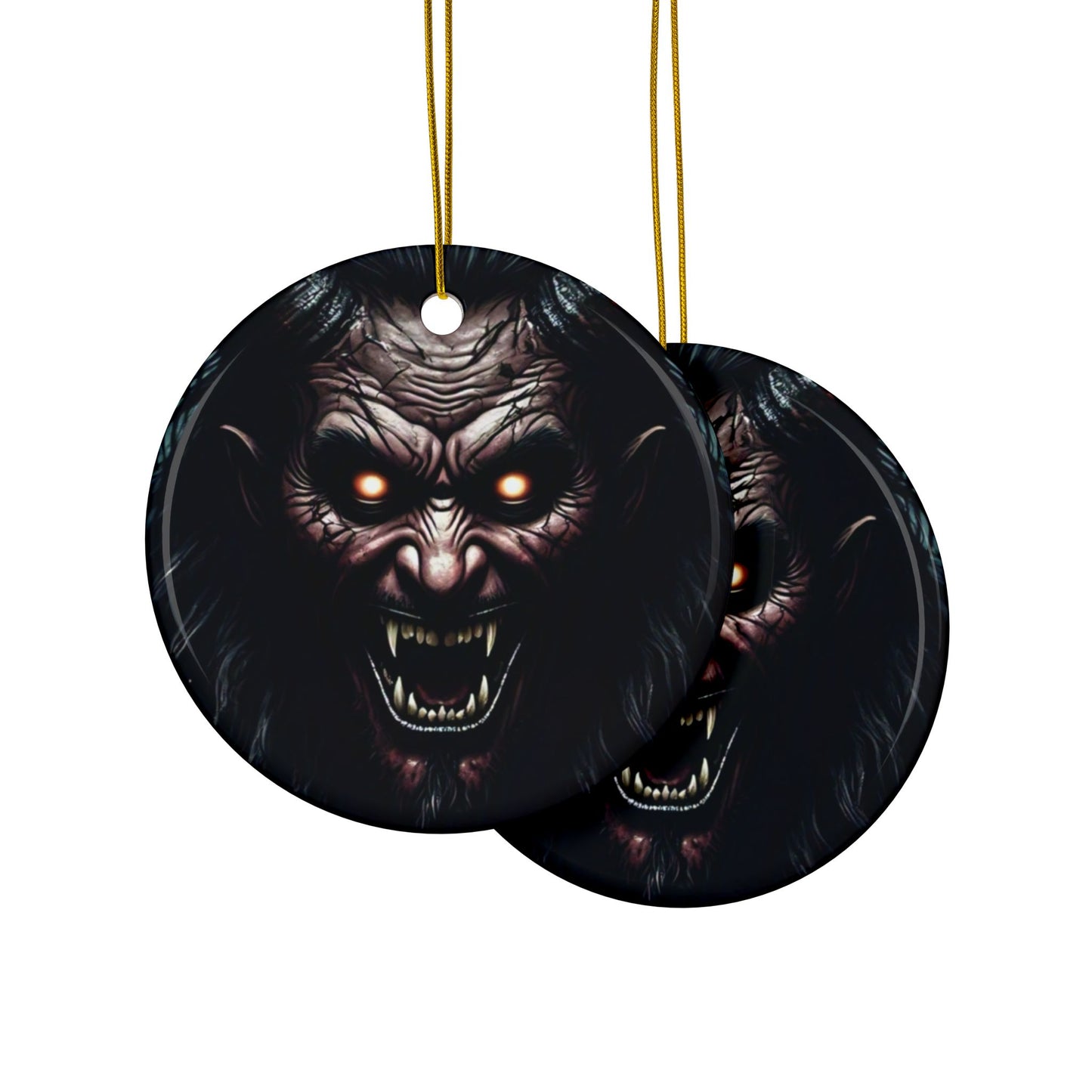 I Am Krampus Spooky Ceramic Ornaments, 2-Sided Print, Christmas Horror Decor, Unique Gifts, Festive Holiday Decorations, Haunting Ornaments