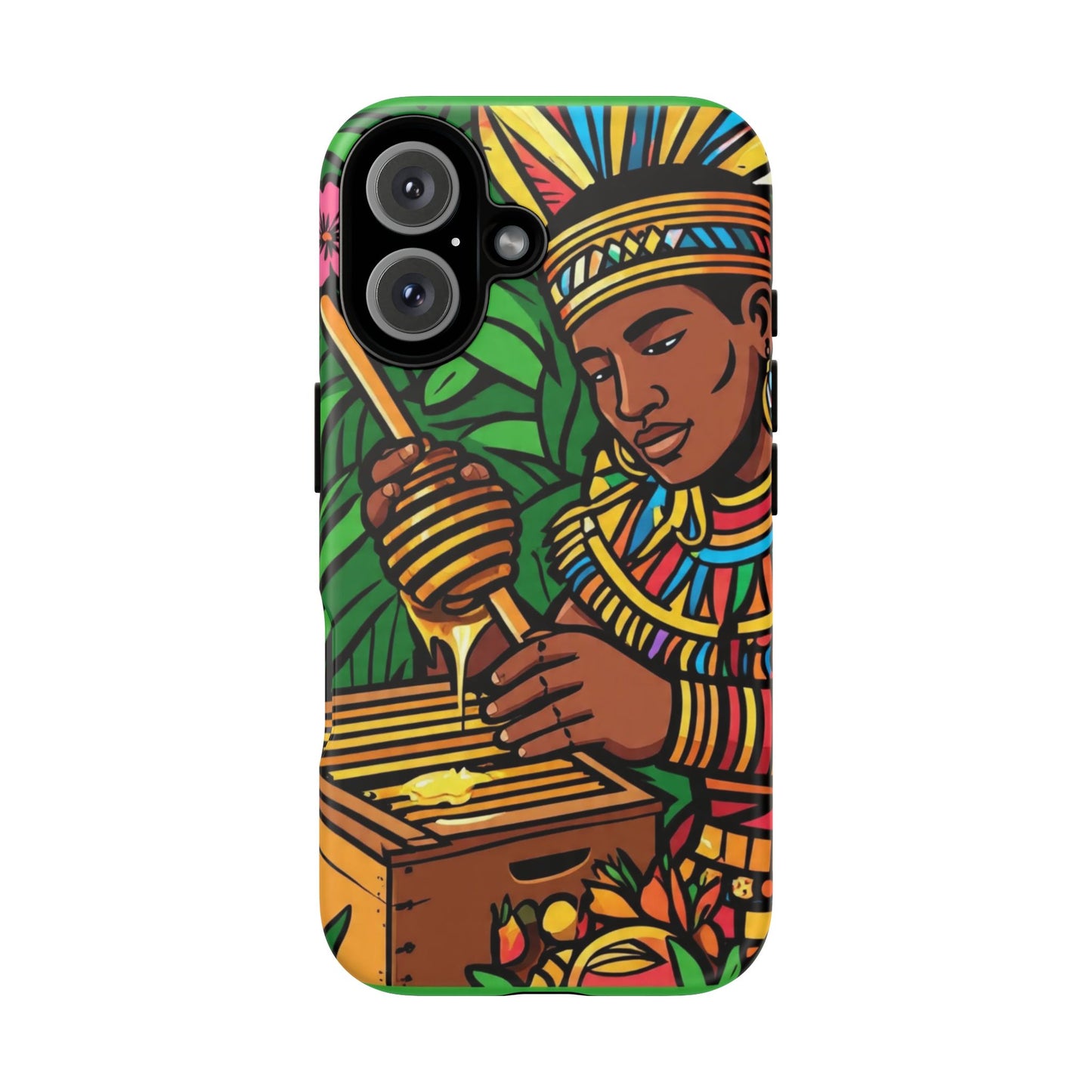 Honey Collecting African Vibrant Phone Case with Artistic Design, Tough Cases, Colorful Mobile Protector, Unique Gift for Her, Nature Lover's Accessory, [...]