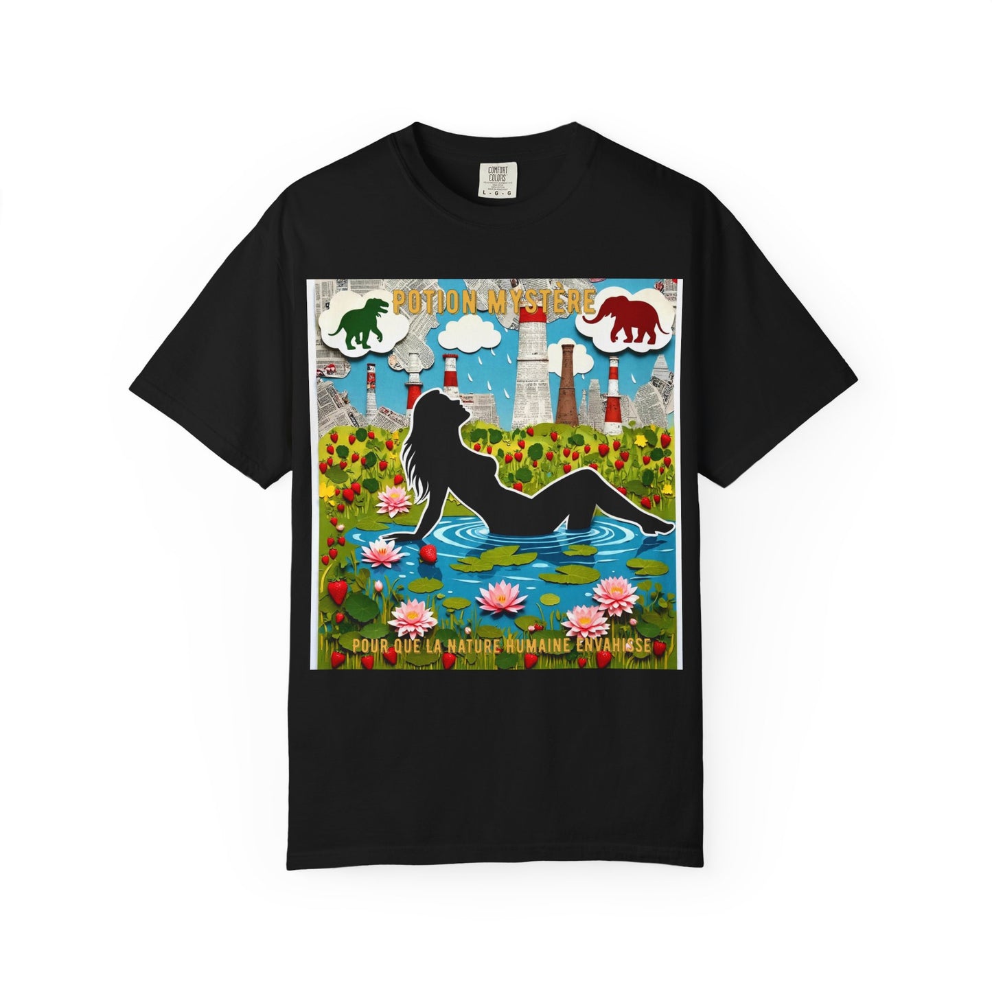 'Pour Que La Nature Humaine Envahisse' par Potion Mystère, Nature-Inspired Collage Unisex T-Shirt, Eco-Friendly Tee, Vibrant Graphic Tee, Relaxed Fit Shirt, Summer Casual Wear, Gift for Nature Lovers, Grebo Rock
