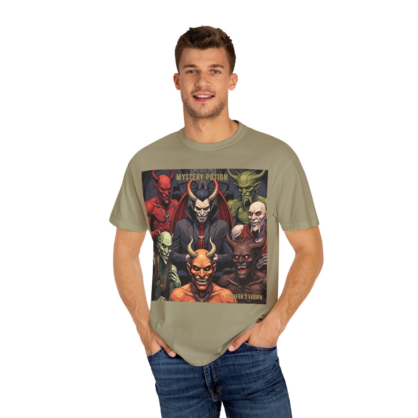 'Lucifer's Legion' by Mystery Potion, Unisex T-Shirt, Devil-Inspired Tee, Halloween Shirt, Comic Book Merch, Gift for Fans