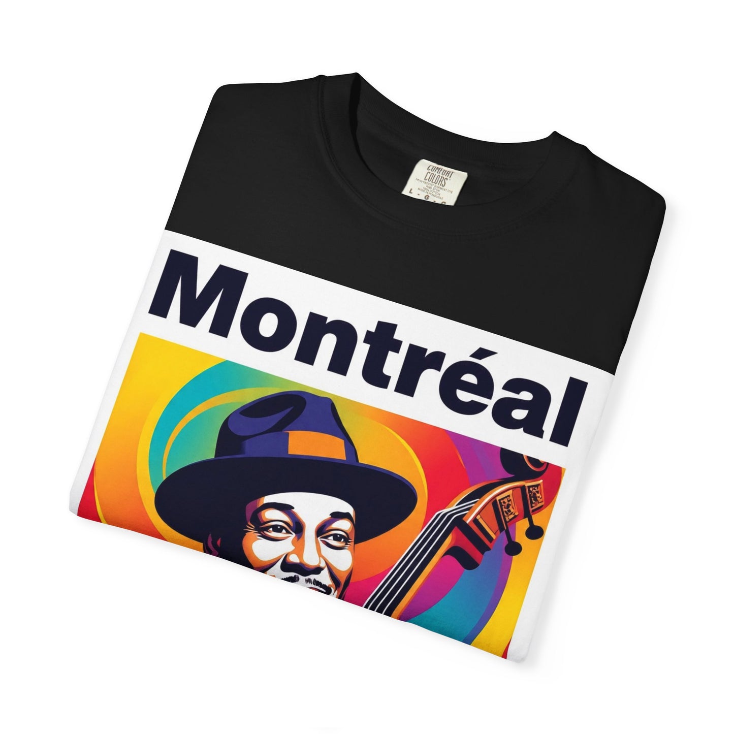 Vibrant Jazz T-Shirt with Montréal Design | Unisex Garment-Dyed Tee for Music Lovers, Concerts, Festivals, Gift Idea, Casual Wear