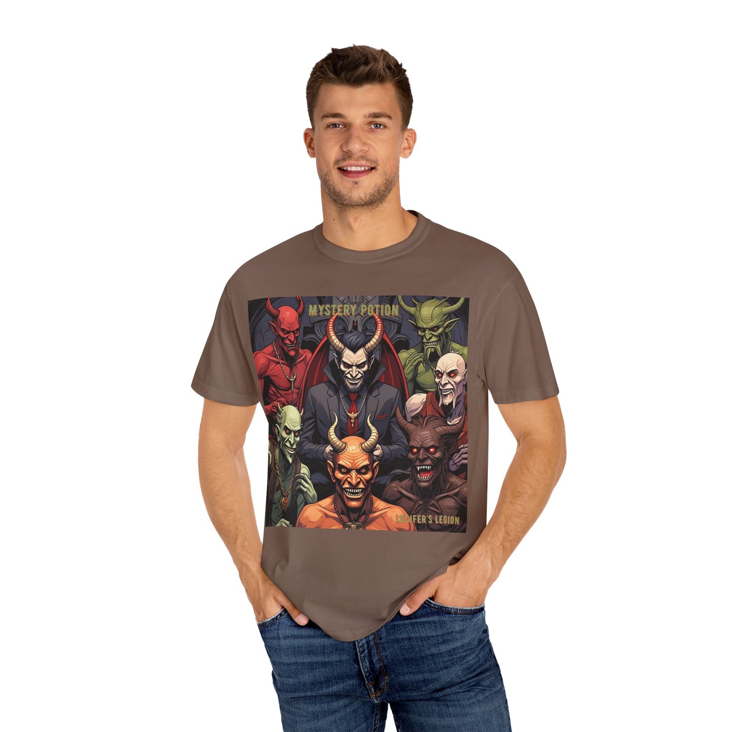 'Lucifer's Legion' by Mystery Potion, Unisex T-Shirt, Devil-Inspired Tee, Halloween Shirt, Comic Book Merch, Gift for Fans