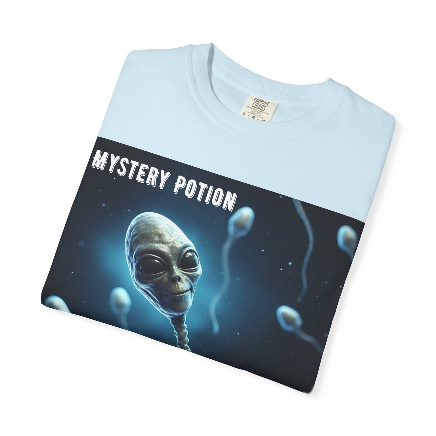 'One Good Day All Answers Will Come To Us' by Mystery Potion, Alien Sperm Tee, Unisex Graphic T-Shirt, Fun Gift for Space Lovers, Cool Casual Wear, Sci-Fi Fashion, Unique Statement Piece