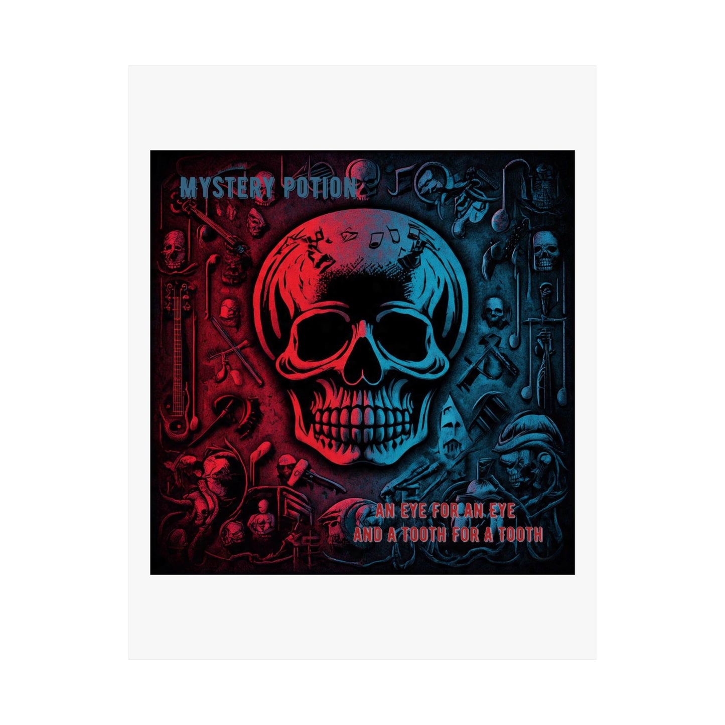 Mystical Skull Satin Poster, Edgy Art Print, Gothic Wall Decor, Unique Gift for Halloween, Dark Academia Aesthetic