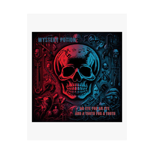 Mystical Skull Satin Poster, Edgy Art Print, Gothic Wall Decor, Unique Gift for Halloween, Dark Academia Aesthetic