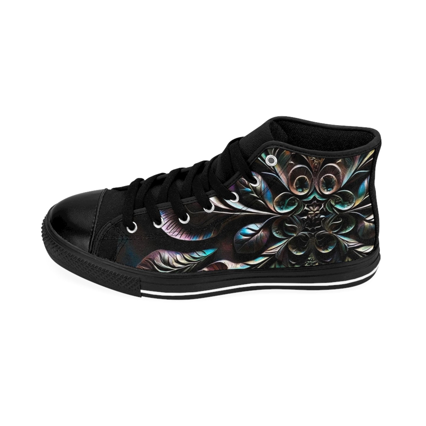 Women's Classic Sneakers with Unique Alien Floral Design | Stylish High Top Sneakers, Custom Footwear, Trendy Athletic Shoes, Fashion Sneakers