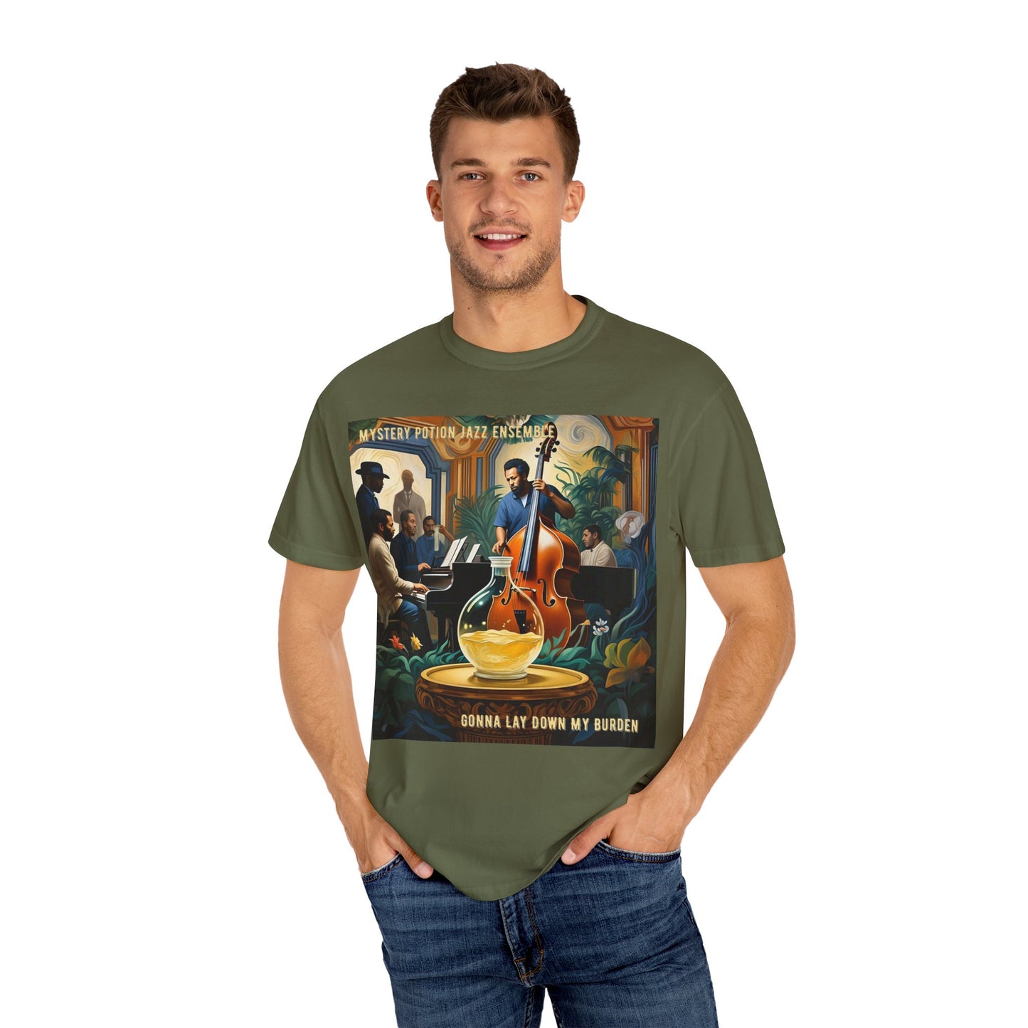 Mystery Potion Jazz Ensemble T-shirt | Unisex Music Lover Tee, Gift for Jazz Fans, Vintage Style Shirt, Casual Wear, Unique Music Apparel