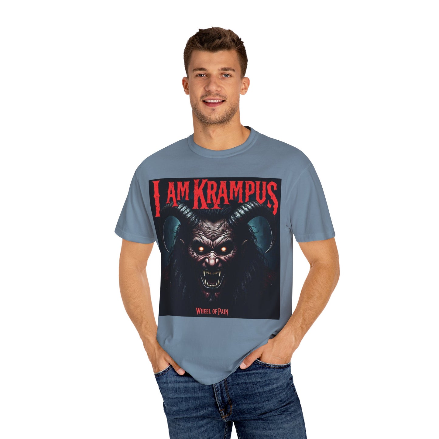 I Am Krampus Unisex Garment-Dyed T-Shirt | Spooky Graphic Tee for Christmas Horror Fans, Gifts, Party Wear, Festival Attire