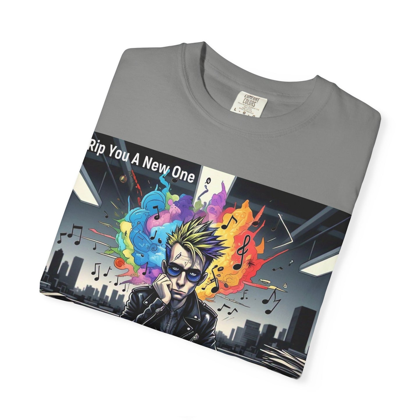 Colorful Creative T-Shirt - Rip You A New One Graphic Tee, Unisex Design for Artists, Music Lovers, Gift for Holidays, Casual Wear