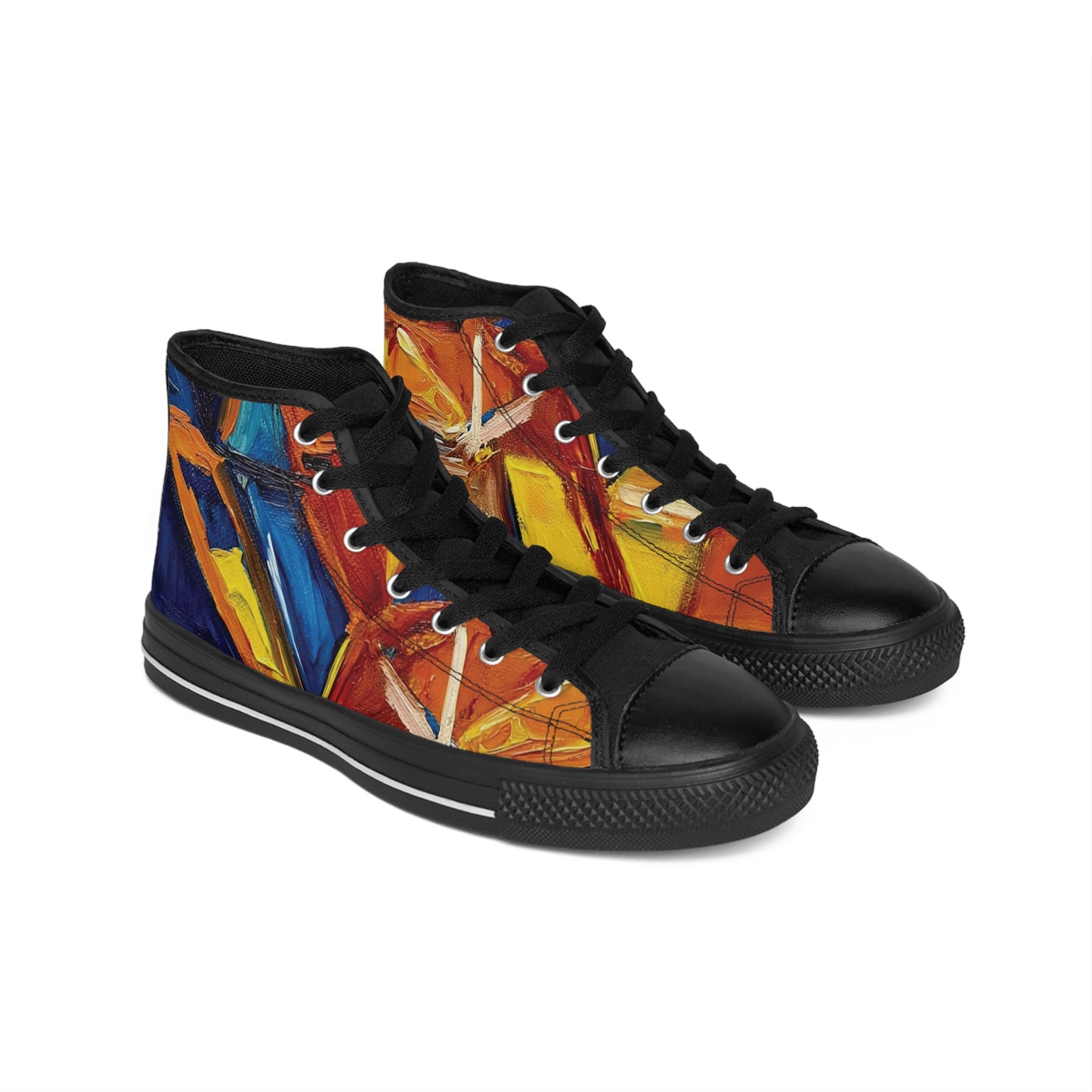 Vibrant Artistic High-Top Sneakers, Colorful Casual Footwear, Unique Gift for Men, Stylish Everyday Sneakers, Comfortable Streetwear
