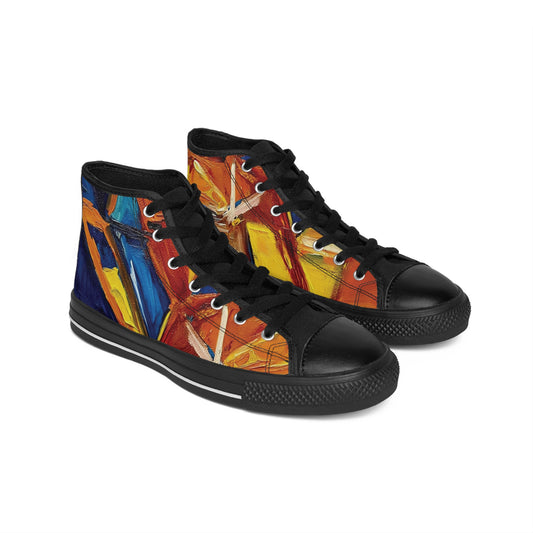 Vibrant Artistic High-Top Sneakers, Colorful Casual Footwear, Unique Gift for Men, Stylish Everyday Sneakers, Comfortable Streetwear
