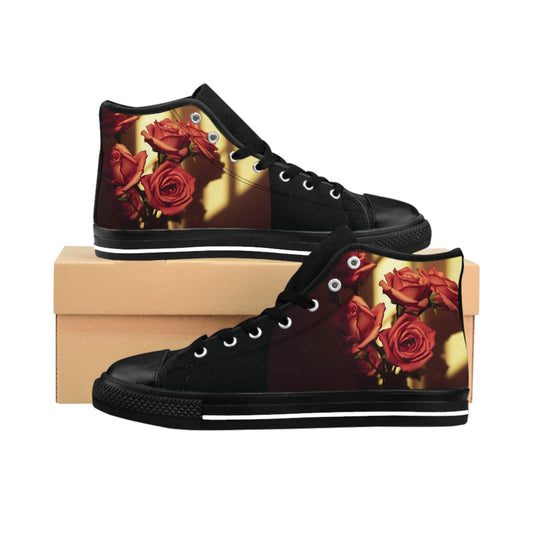 'Love, Loss, and Hearts That Collide' by Mystery Potion, Floral Design High-Top Sneakers | Trendy Footwear for Women, Stylish Sneakers, Unique Gifts for Her, Casual Everyday Shoes, Rose Pattern