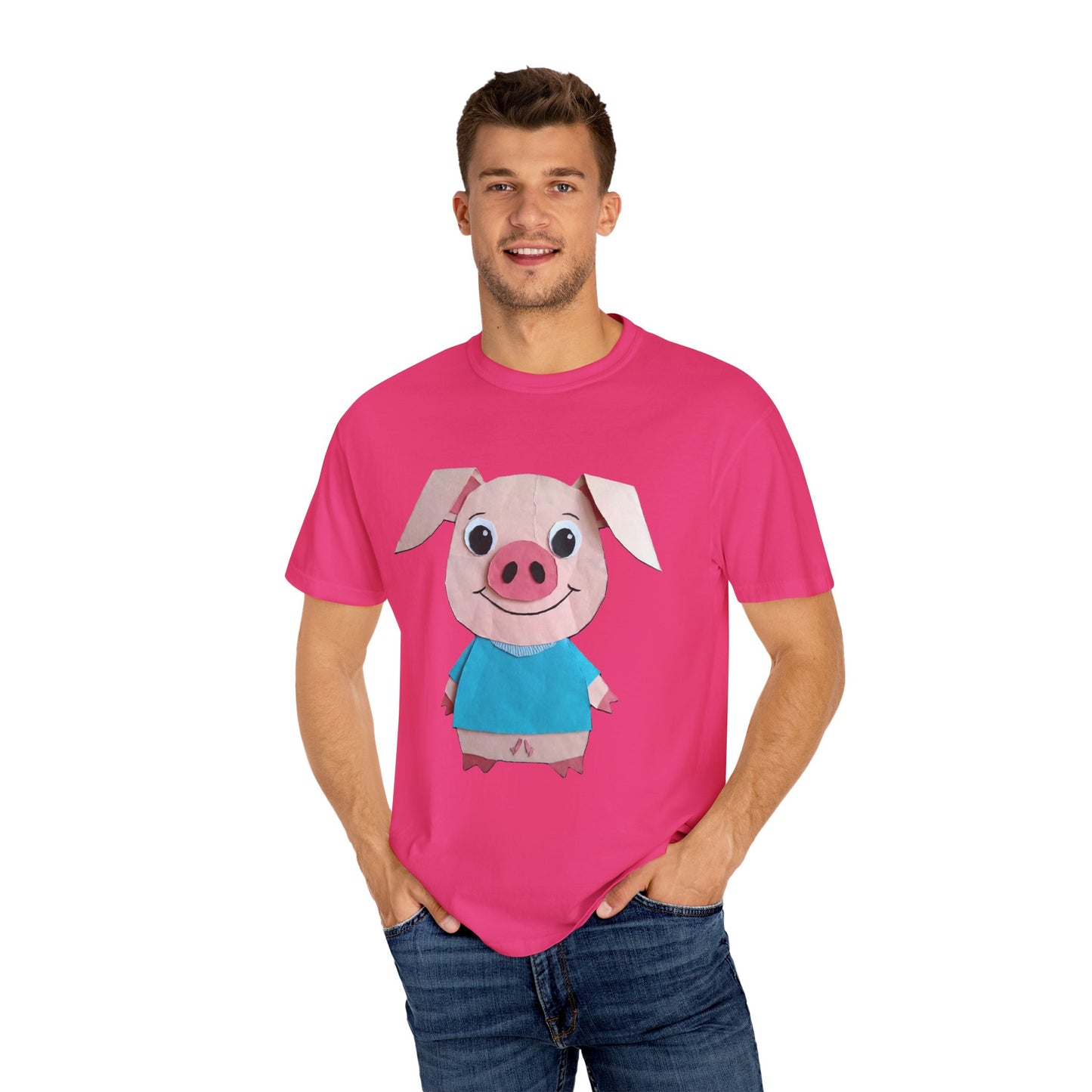 Cute Pig Character T-Shirt, Animal Lover Gift, Funny Graphic Tee, Casual Wear, Farm Themed Shirt