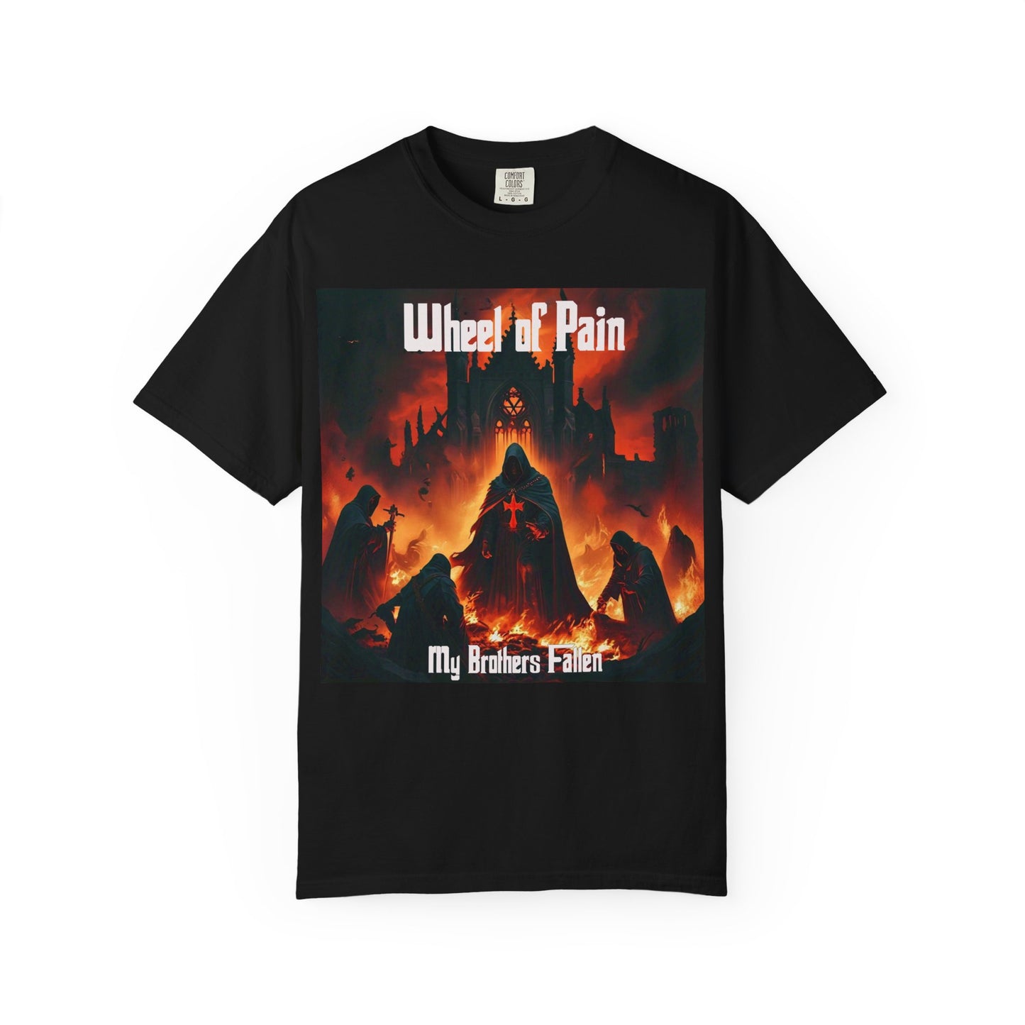 Wheel of Pain Gothic Templar Graphic T-Shirt, Unisex Tee for Fans, Cool Gift for Music Lovers, Halloween Shirt, Retro Vintage Style