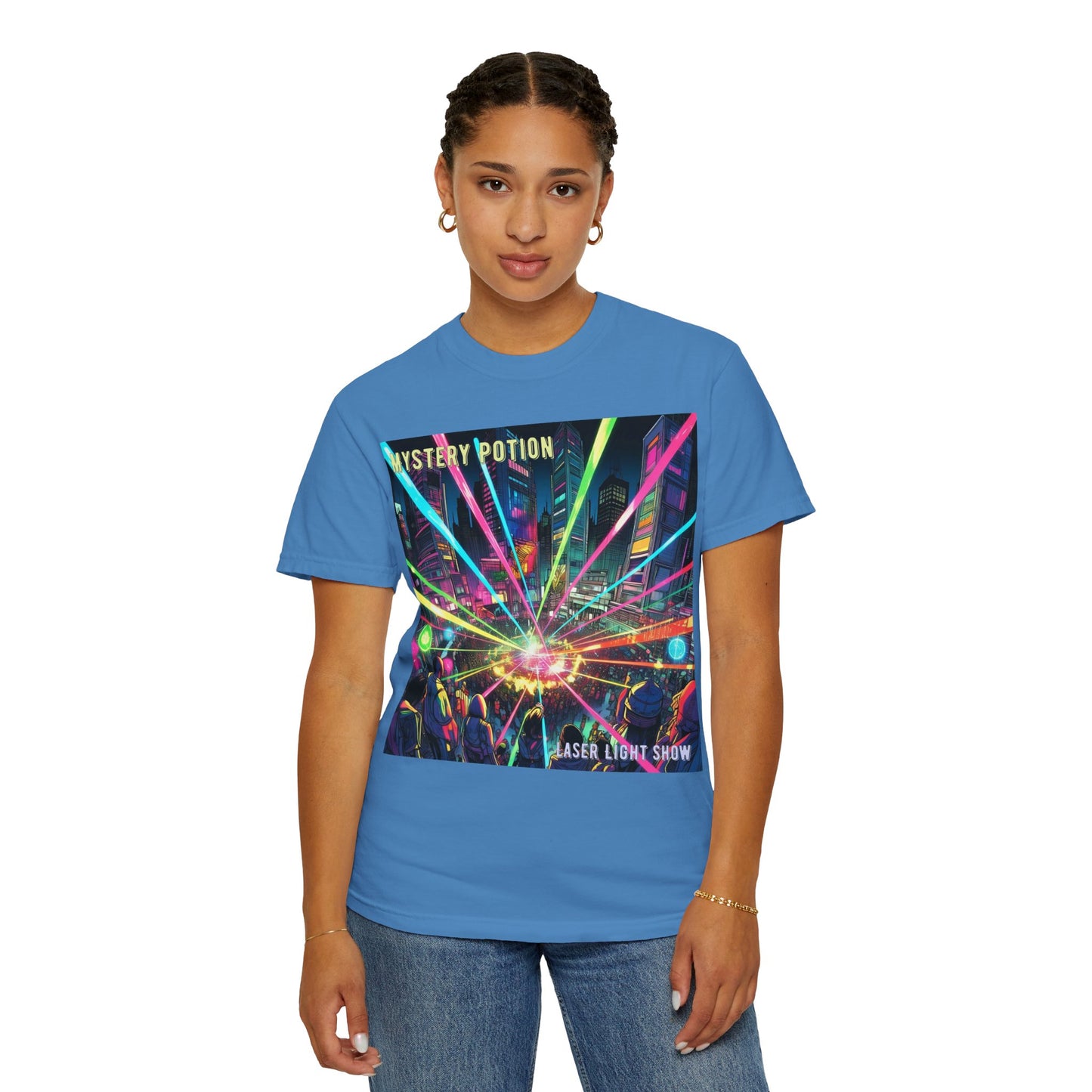 Mystery Potion Laser Light Show Tee, Unisex Graphic T-Shirt, Festival Wear, Concert Shirt, Party Outfit, Colorful Apparel