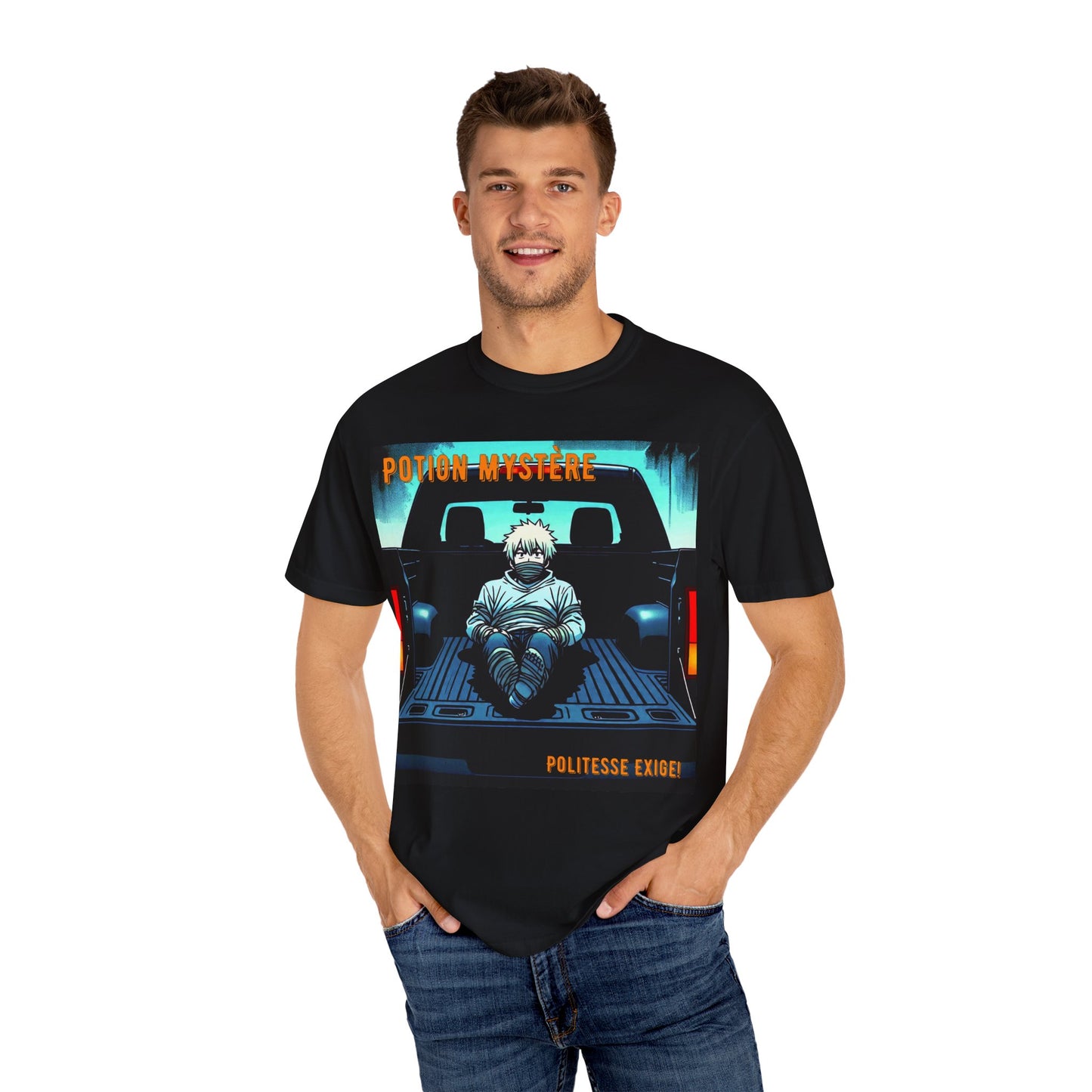 'Politesse Exige' par Potion Mystère, Retro Graphic T-Shirt for Anime Lovers, Casual Wear, Unique Gift, Streetwear, Unisex Tee, Hands and Fee Tied