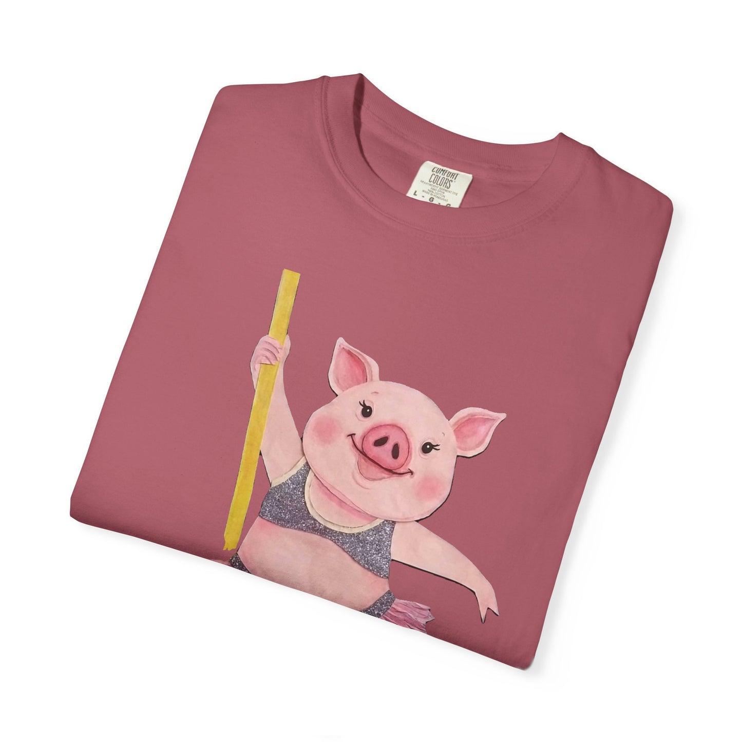 'Playful Pig' T-Shirt, Fun Graphic Tee, Animal Lover Gift, Unique Apparel, Funny T-Shirt, Cute Pig Shirt, Pole-Dancers and Pole Dancing Pig.