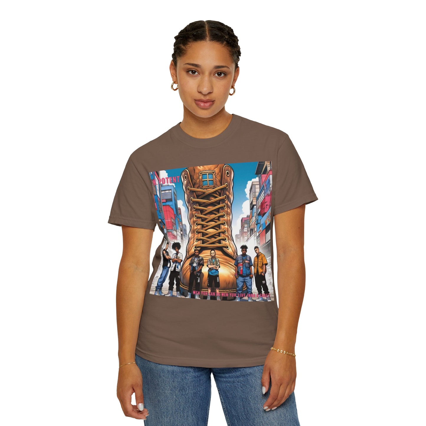 Urban-Inspired "What Can You Do When You Live In A Shoe?" Graphic Tee, Streetwear T-shirt, Casual Wear, Hip Hop Fashion, Birthday Gift, Unisex T-shirt with Bold Design