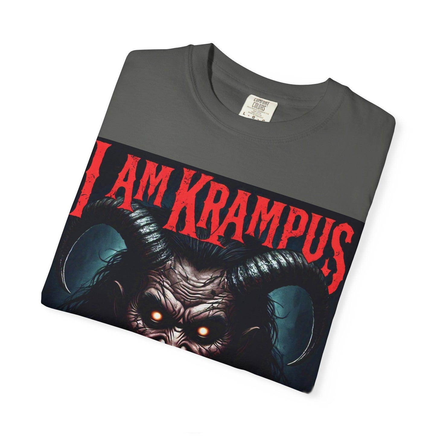 I Am Krampus Unisex Garment-Dyed T-Shirt | Spooky Graphic Tee for Christmas Horror Fans, Gifts, Party Wear, Festival Attire