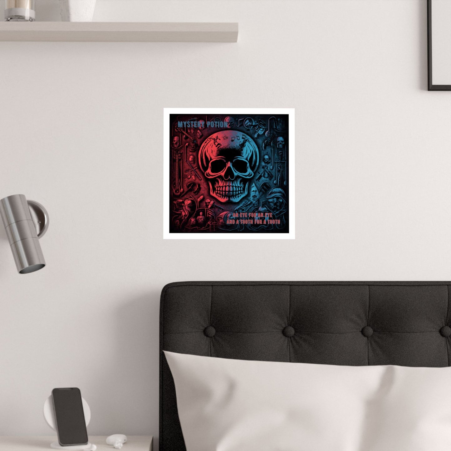 Mystical Skull Satin Poster, Edgy Art Print, Gothic Wall Decor, Unique Gift for Halloween, Dark Academia Aesthetic
