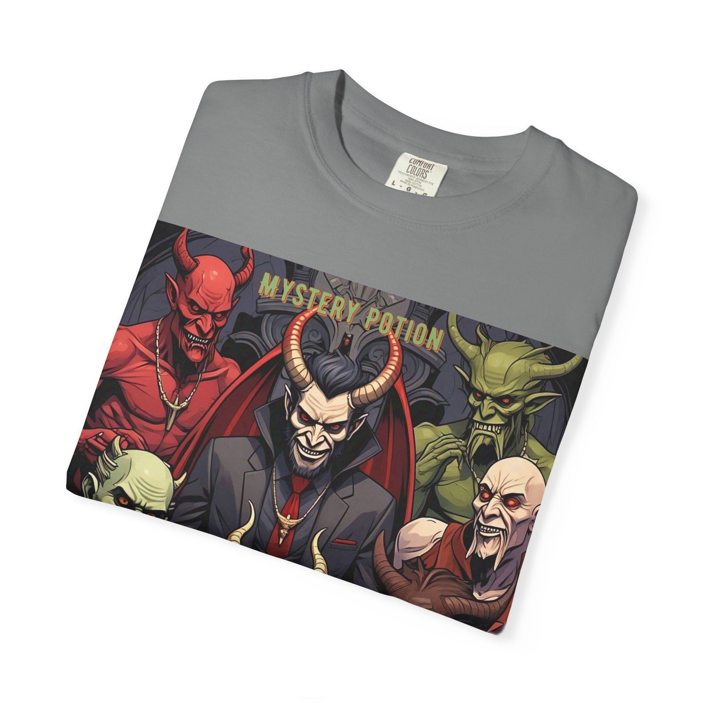 'Lucifer's Legion' by Mystery Potion, Unisex T-Shirt, Devil-Inspired Tee, Halloween Shirt, Comic Book Merch, Gift for Fans