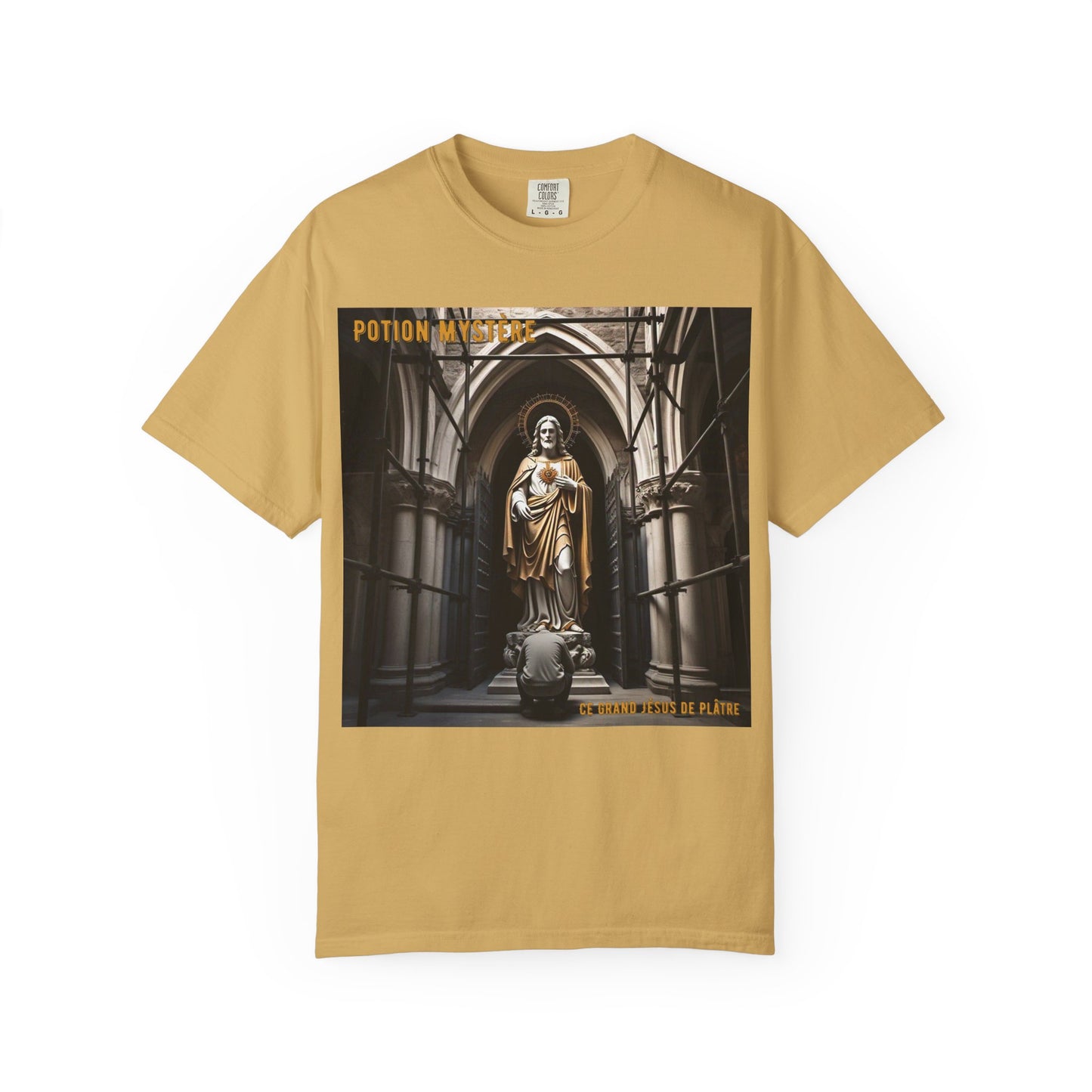Mystical Potion Jesus Statue T-Shirt - Unisex, Relaxed Fit, Perfect for Festivals, Gifts, Everyday Wear, Unique Art Design