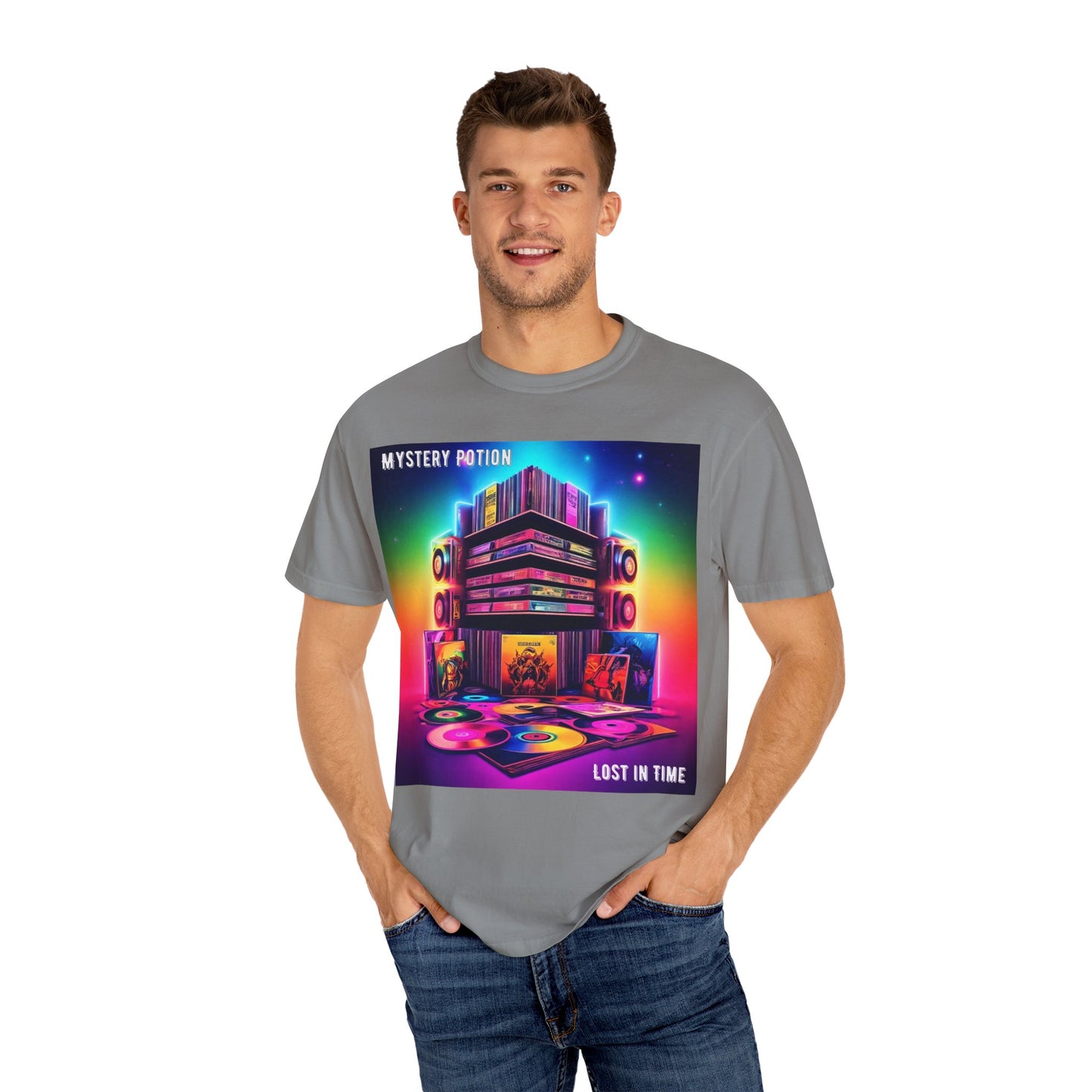 Lost In Time Vintage Vibe T-Shirt - Mystery Potion Graphic Tee, Unisex Casual Wear, Retro Music Lovers, Festival Apparel, Gift Idea