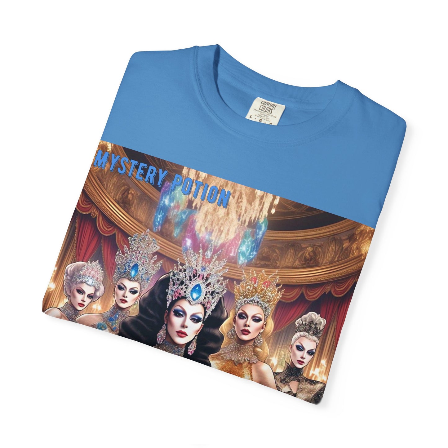 'We're all Queens' by Mystery Potion, Unisex Garment-Dyed T-Shirt, Fashion Apparel for Queens, Vintage-Inspired Tee, Unique Gift for Costume Events, Trendy [...]