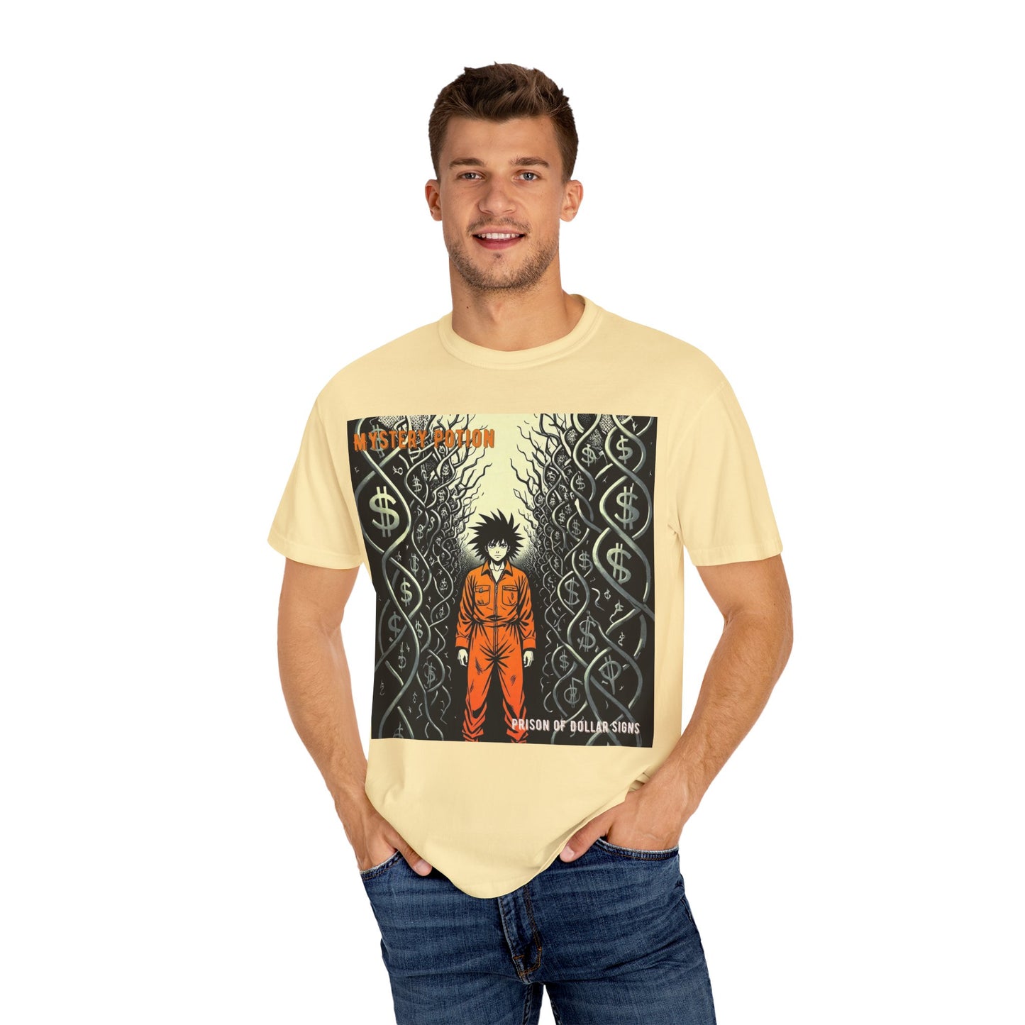 'Prison of Dollar Signs' by GOAT of Goth, Street Art Inspired Unisex T-Shirt, Cool Graphic Tee, Casual Wear, Hip Hop Fashion, Gift for Art Lovers, Unique Style