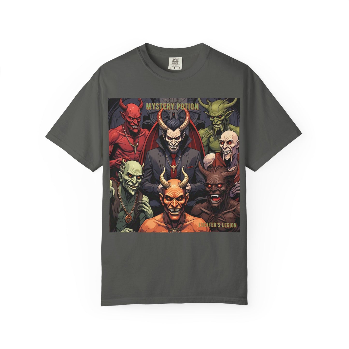 'Lucifer's Legion' by Mystery Potion, Unisex T-Shirt, Devil-Inspired Tee, Halloween Shirt, Comic Book Merch, Gift for Fans
