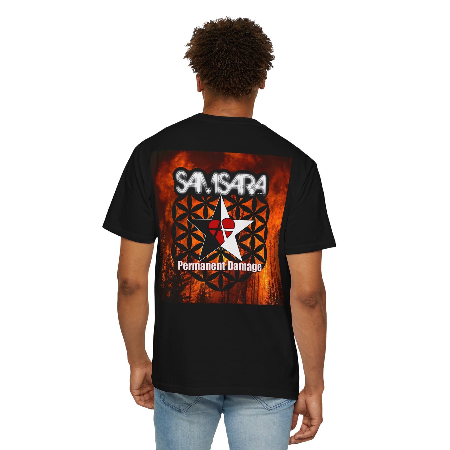Samsara Heart Permanent Damage Unisex T-Shirt, Trendy Graphic Tee, Streetwear Style, Casual Apparel, Perfect for Music Festivals, Unique Gift Idea