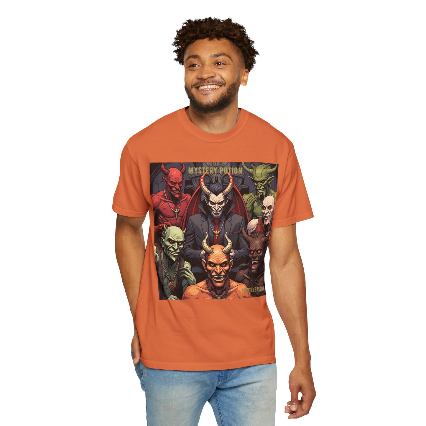 'Lucifer's Legion' by Mystery Potion, Unisex T-Shirt, Devil-Inspired Tee, Halloween Shirt, Comic Book Merch, Gift for Fans