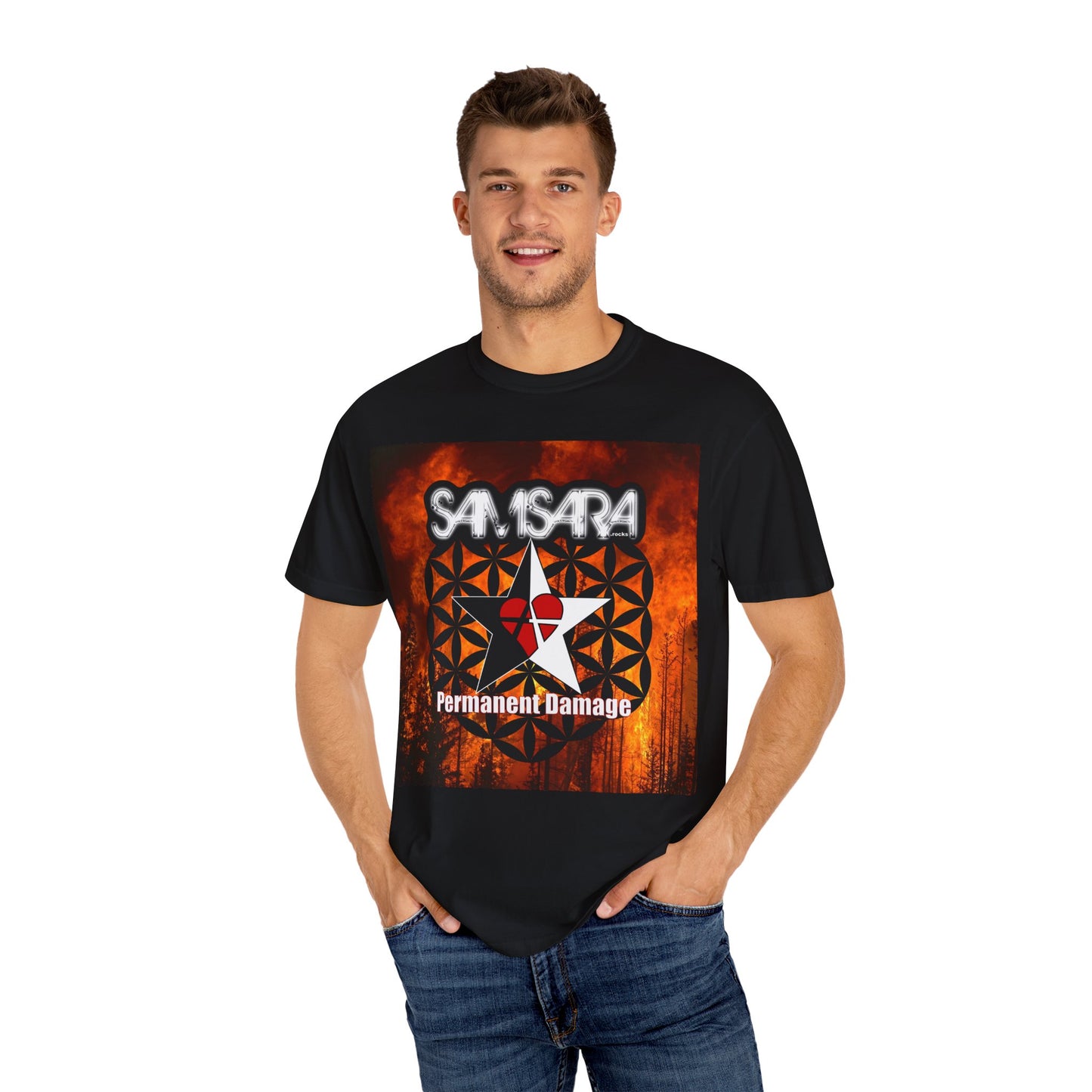 'Permanent Damage' by Samsara, Bold Graphic T-Shirt, Music Festival Gear, Unisex Casual Tee, Unique Gift for Friends, Statement Apparel, Concert Outfit