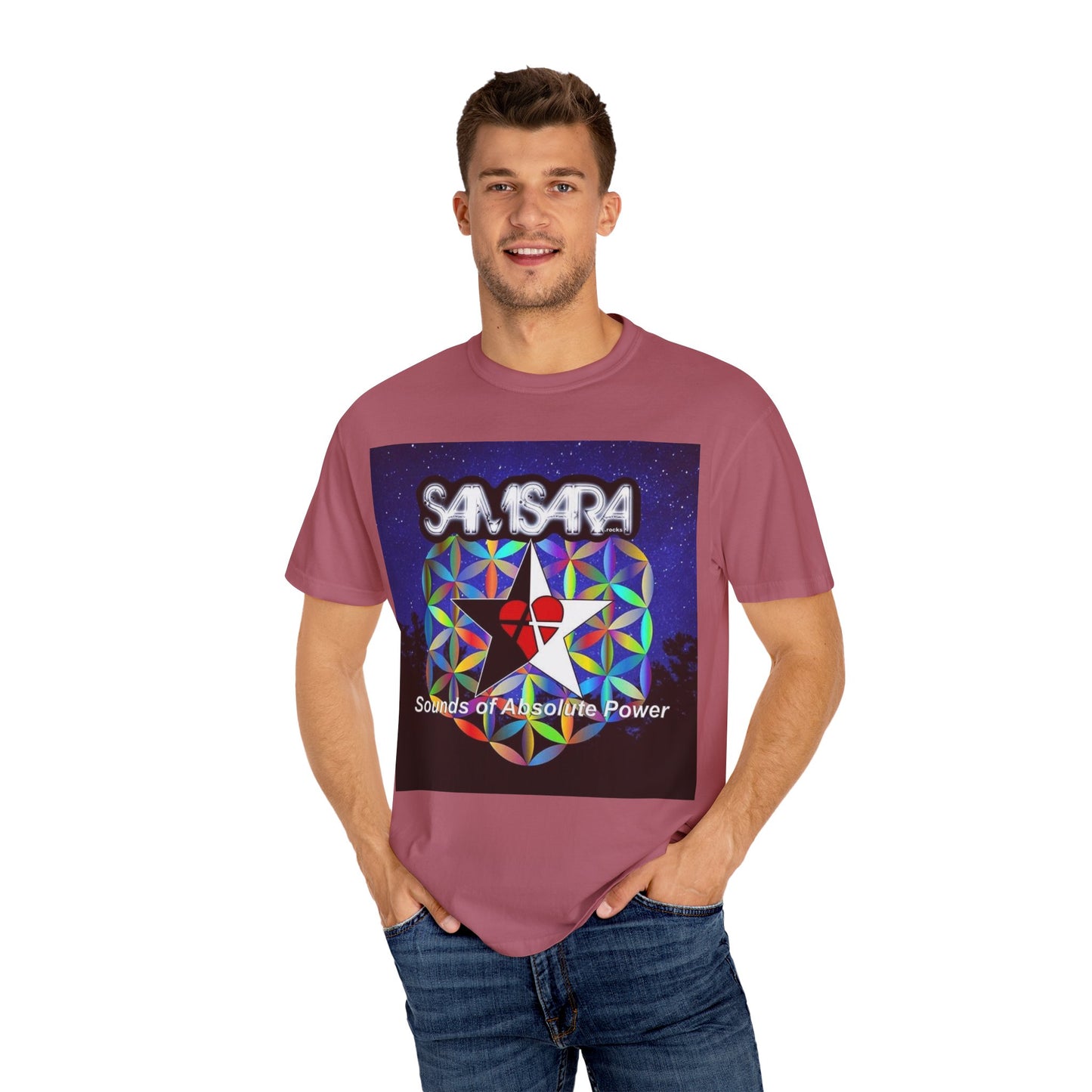 Sounds Of Absolute Power by Samsara Vibrant Graphic T-Shirt for Nature Lovers, Unisex Tee, Festival Wear, Gift for Music Enthusiasts, Bohemian Style Apparel