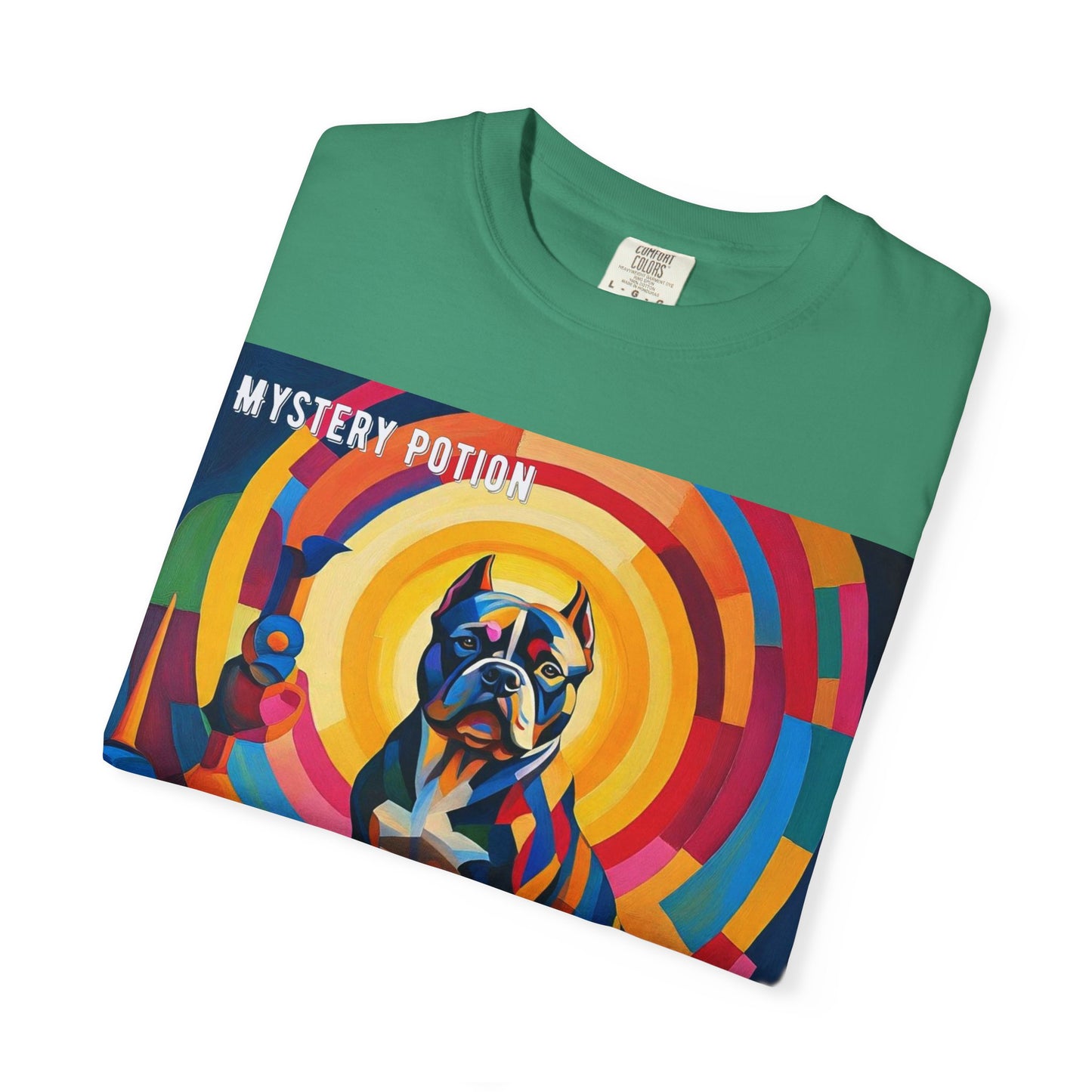 'My Bully Is A Saint' by Mystery Potion Colorful Dog Art T-shirt, Unisex Graphic Tee by Mystery Potion, Perfect for Pet Lovers, Comfy Casual Wear, Great Gift for Dog Lovers
