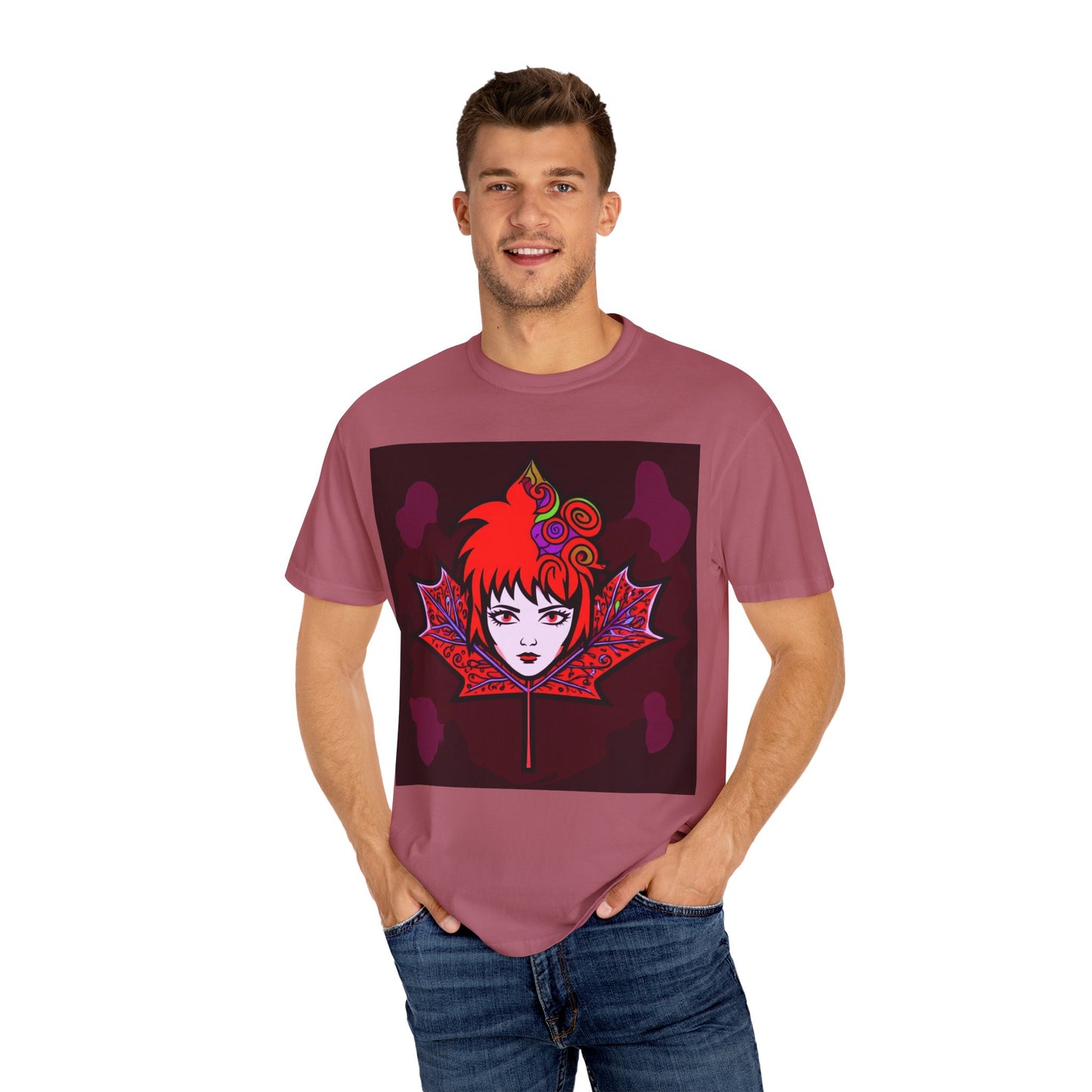 Emily The Maple Leaf Vibrant Art T-Shirt, Bohemian Graphic Tee, Unique Artwear, Gift for Art Lovers, Festival Clothing, Unisex Fashion, Canadian Patriots