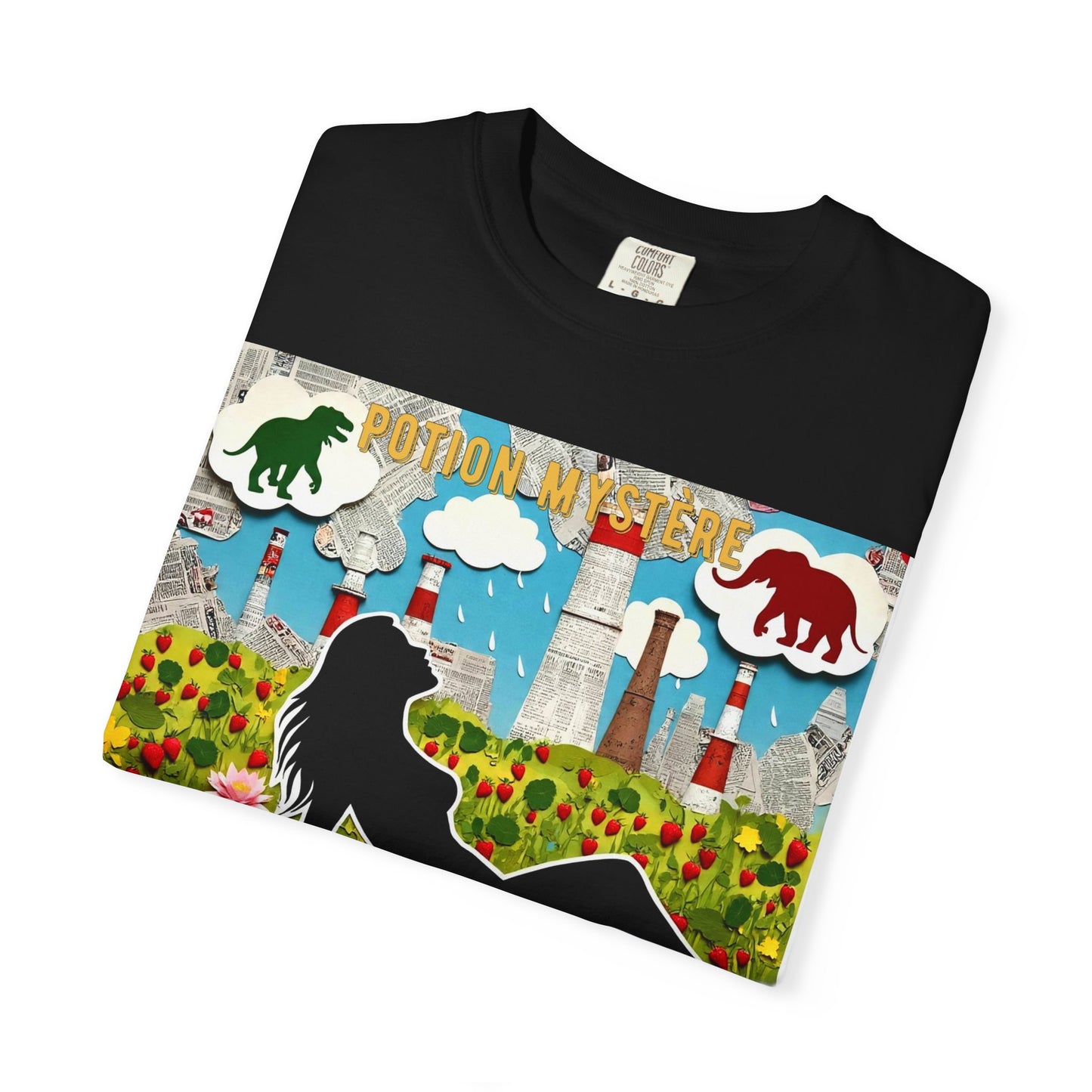 'Pour Que La Nature Humaine Envahisse' par Potion Mystère, Nature-Inspired Collage Unisex T-Shirt, Eco-Friendly Tee, Vibrant Graphic Tee, Relaxed Fit Shirt, Summer Casual Wear, Gift for Nature Lovers, Grebo Rock