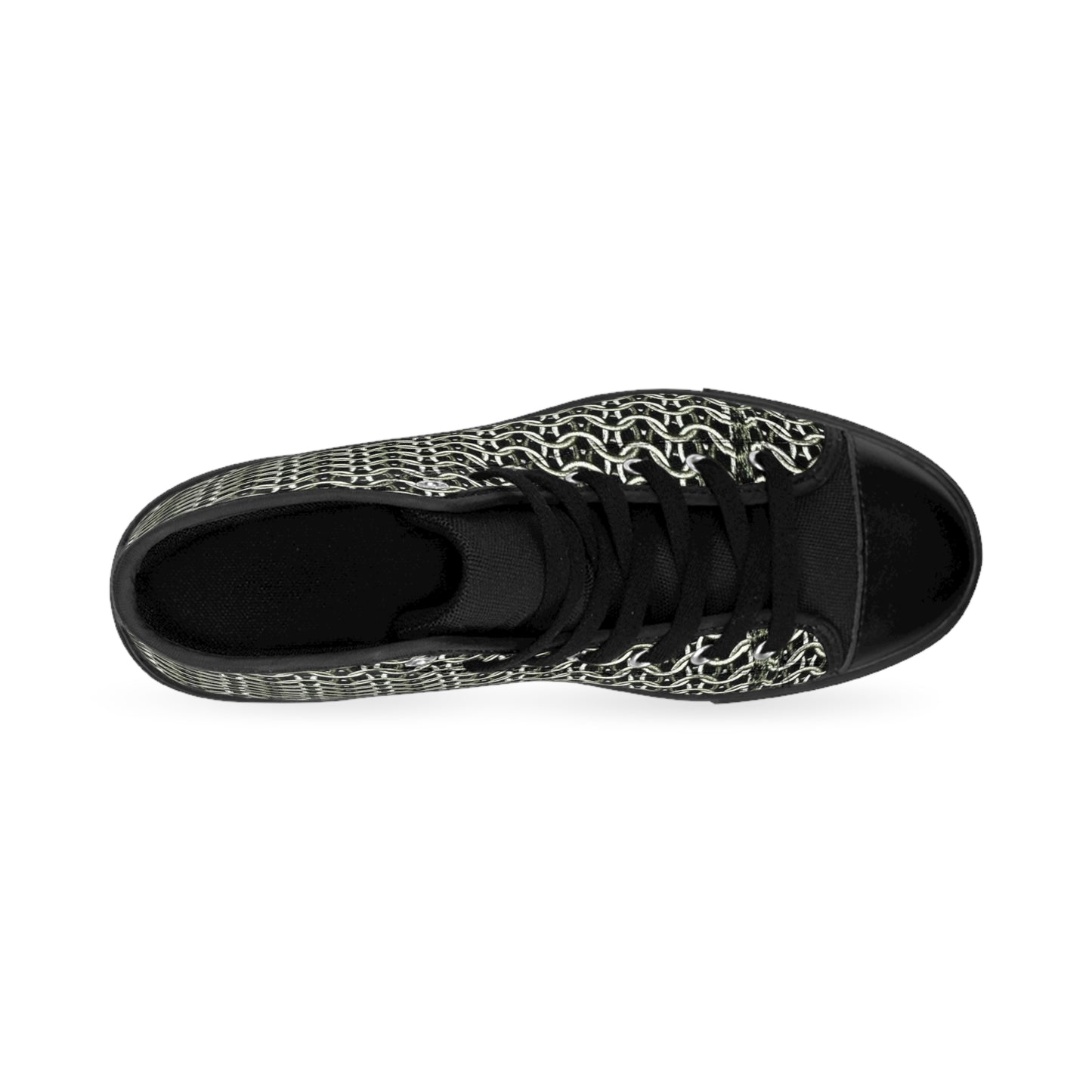 Stylish Men’s Faux Chain Mail High Top Sneakers, Casual Footwear, Trendy Shoes for Everyday Wear, Unique Patterned Sneakers, Gifts for Him