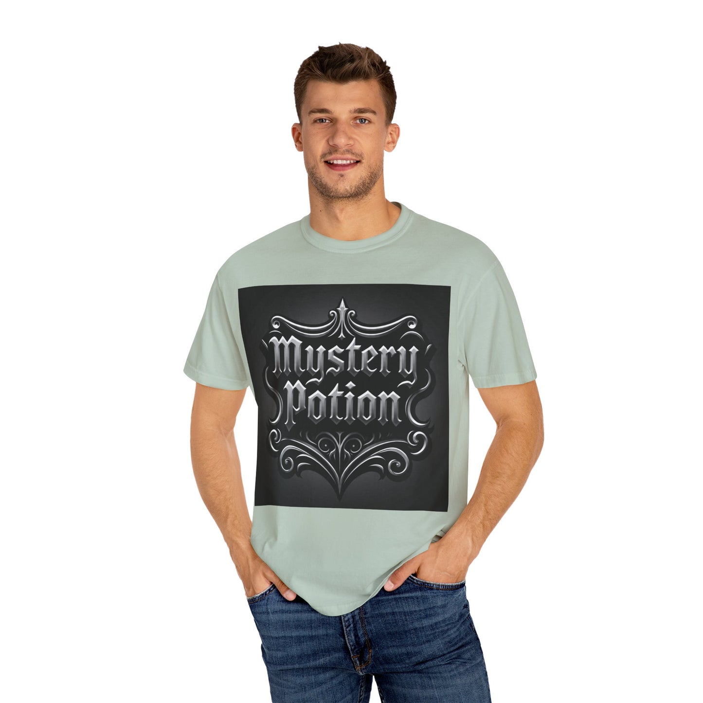 Mystery Potion Unisex Garment-Dyed T-shirt | Halloween Costume Shirt, Casual Wear, Themed Party Tee, Gift for Mystery Lovers