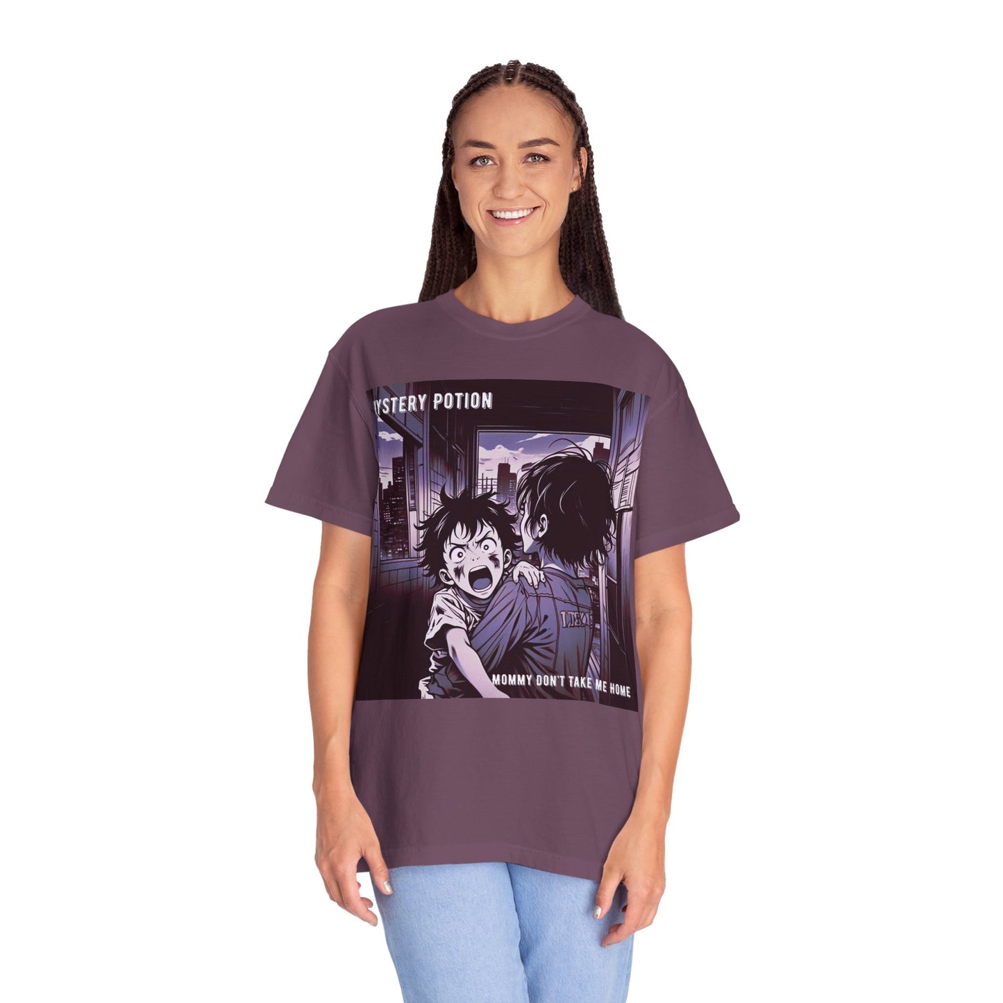 'Mommy Don't Take Me Home' by Mystery Potion, Unisex T-Shirt – Anime Graphic Tee, Casual Wear, Gift for Teens, Pop Culture Apparel, Unique Graphic Tee