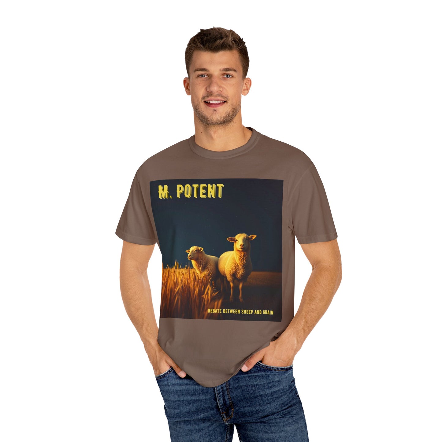 Debate Between Sheep and Grain by M. Potent, Sheep Graphic T-Shirt, Unisex Fashion Top, Farm Life Tee, Gift for Animal Lovers, Casual Everyday Wear