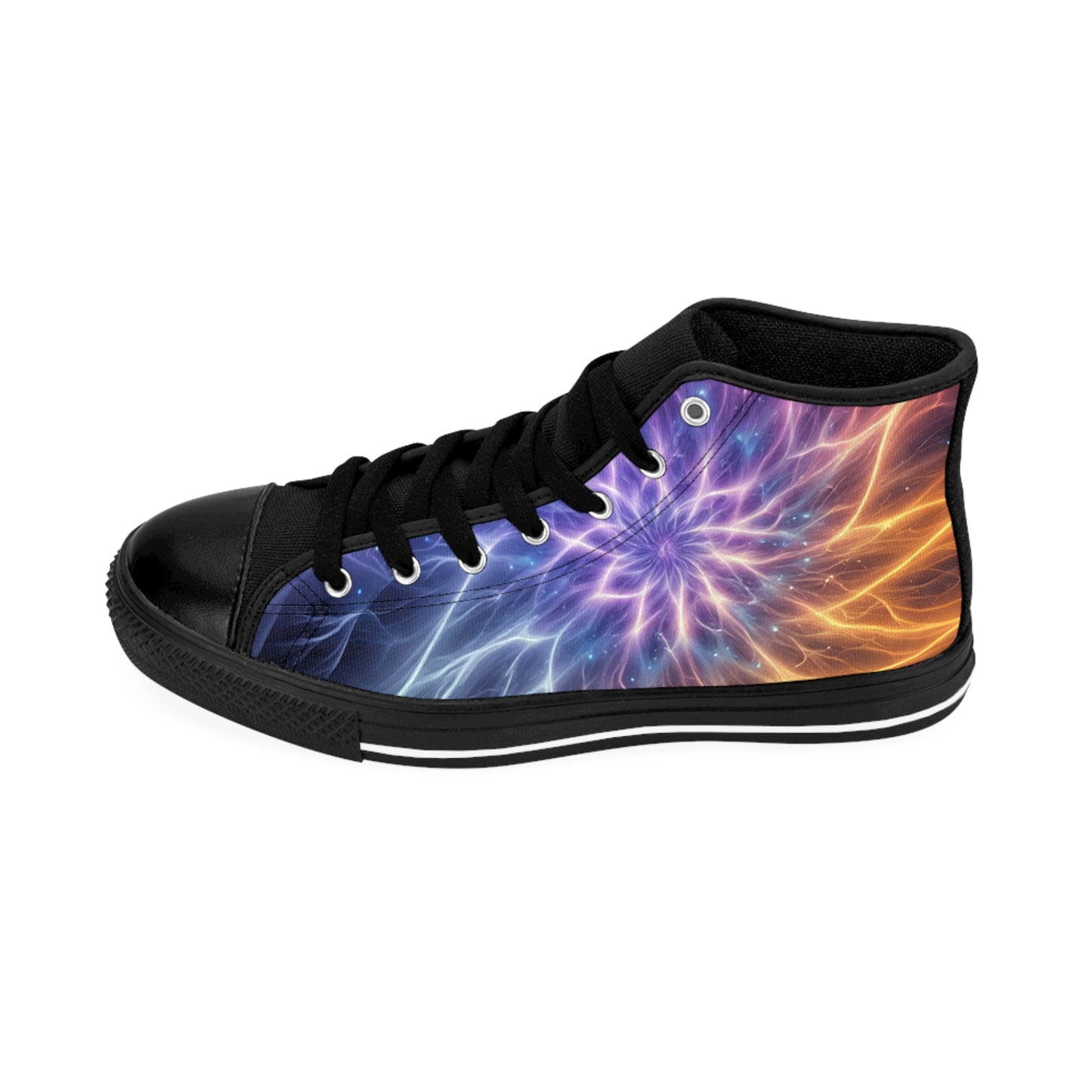 Women's Cosmic Plasma Energy Print Sneakers, Colorful High-Top Sneakers, Casual Footwear for Women, Unique Gift for Her, Festival and Party Shoes